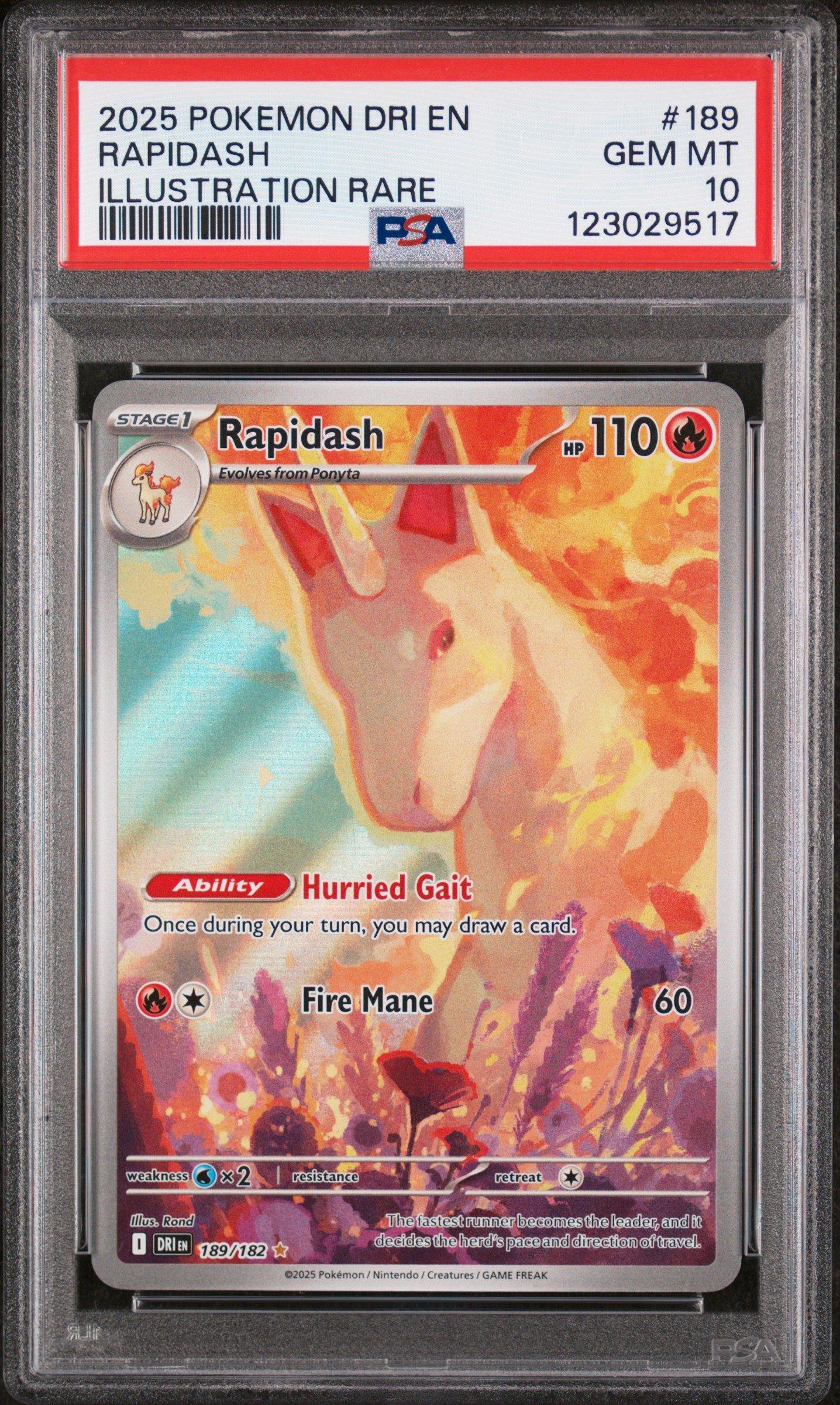 PSA10 ポケモンリバース 1ED 2025 Pokemon Dri En-destined Rivals 189 Rapidash Illustration Rare