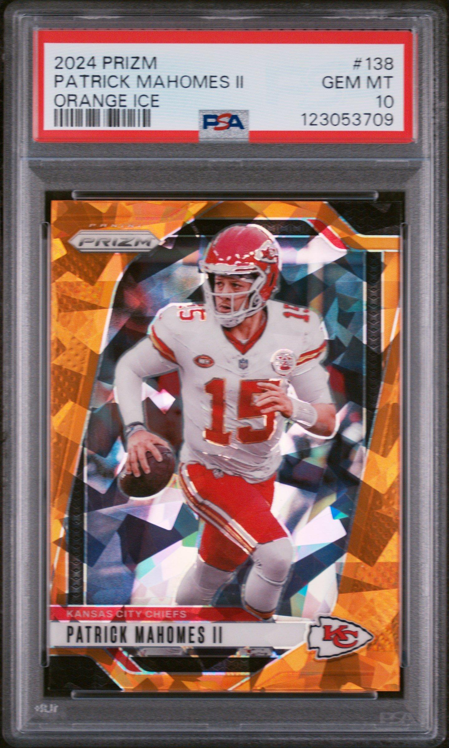 2024 Panini Prizm 138 Patrick Mahomes Ii Orange Ice PSA 10