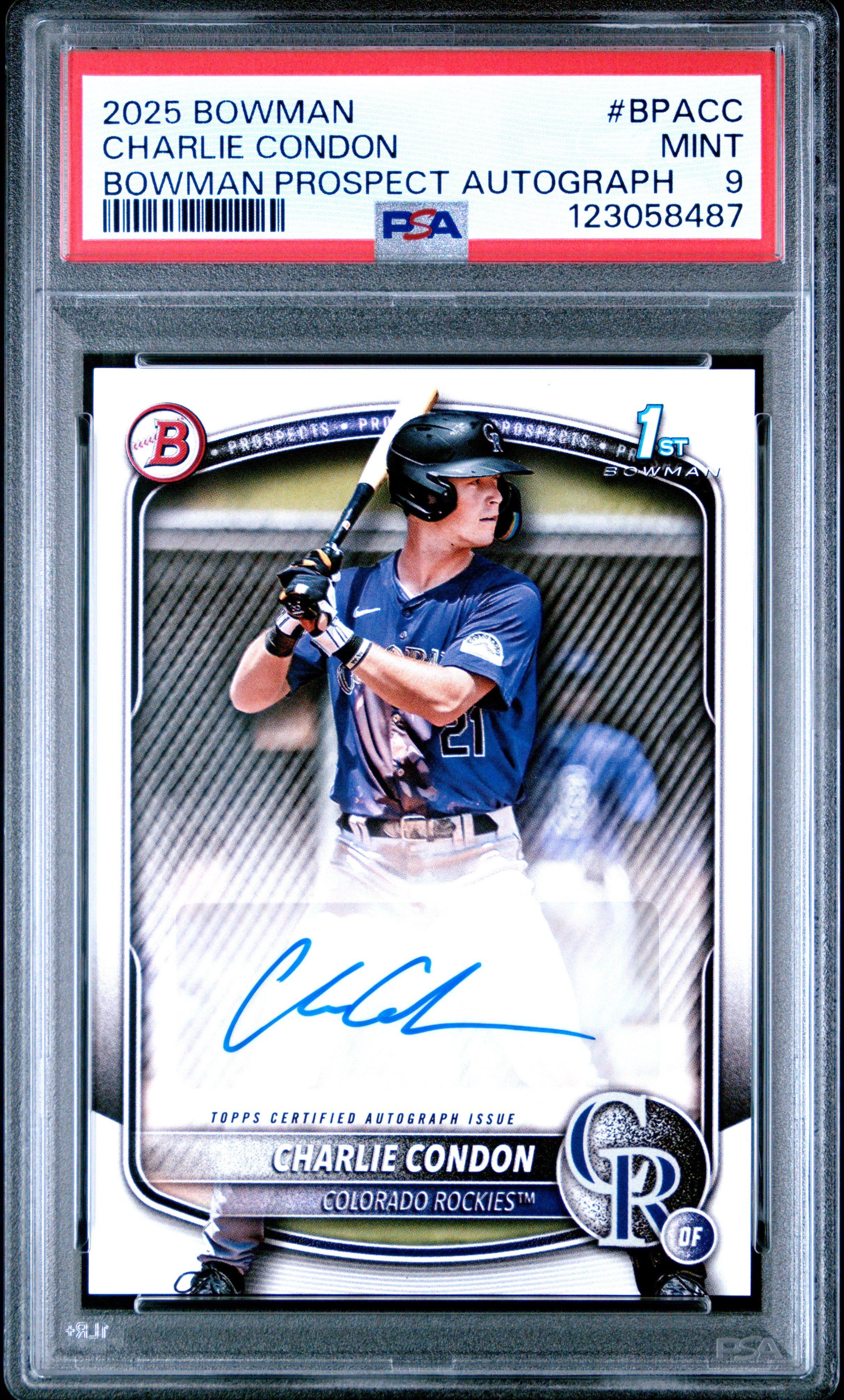 2025 Bowman Bowman Prospect Autographs Bpacc Charlie Condon PSA 9