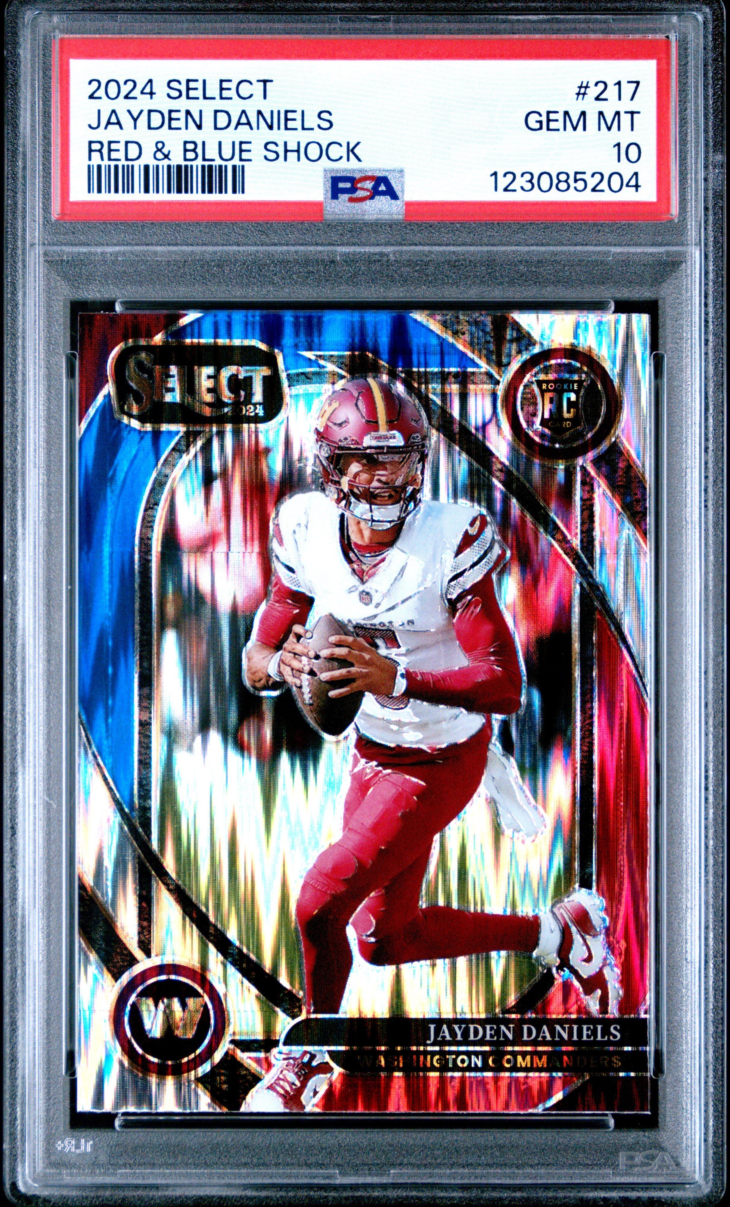 2024 Panini Select 217 Jayden Daniels Red & Blue Shock PSA 10