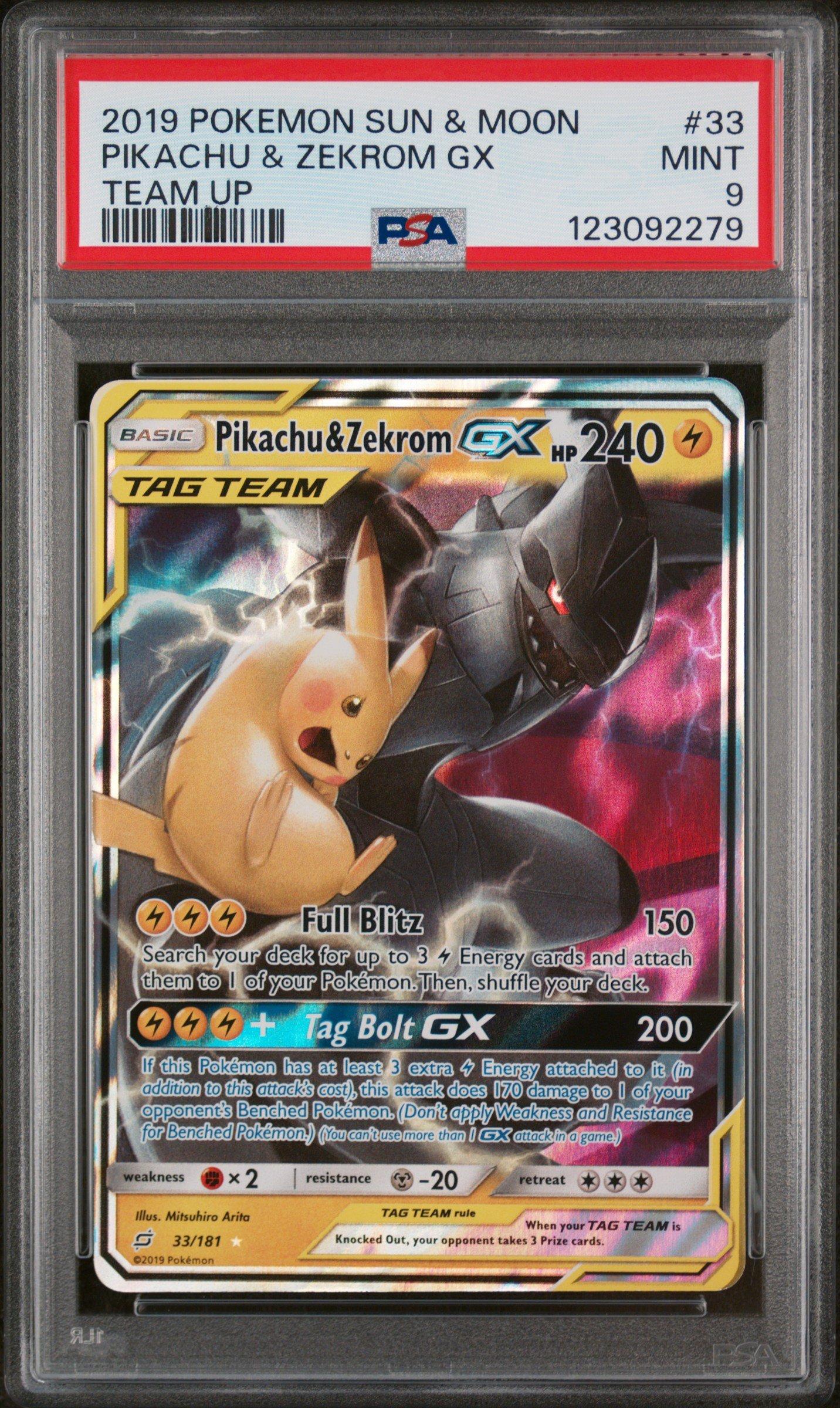 2019 Pokemon Sun & Moon Team Up 33 Pikachu & Zekrom Gx PSA 9