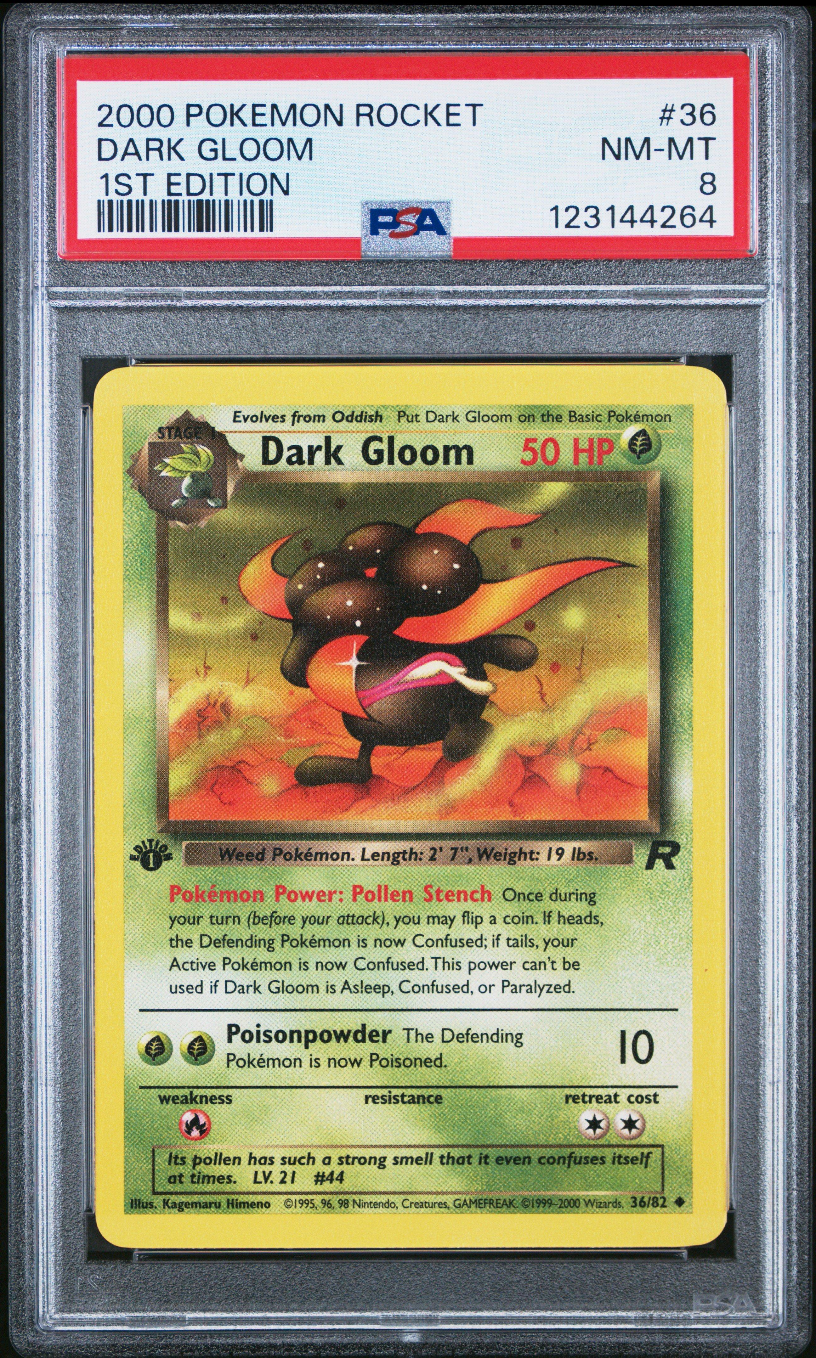 2000 Pokemon Rocket 36 Dark Gloom 1st Edition PSA 8