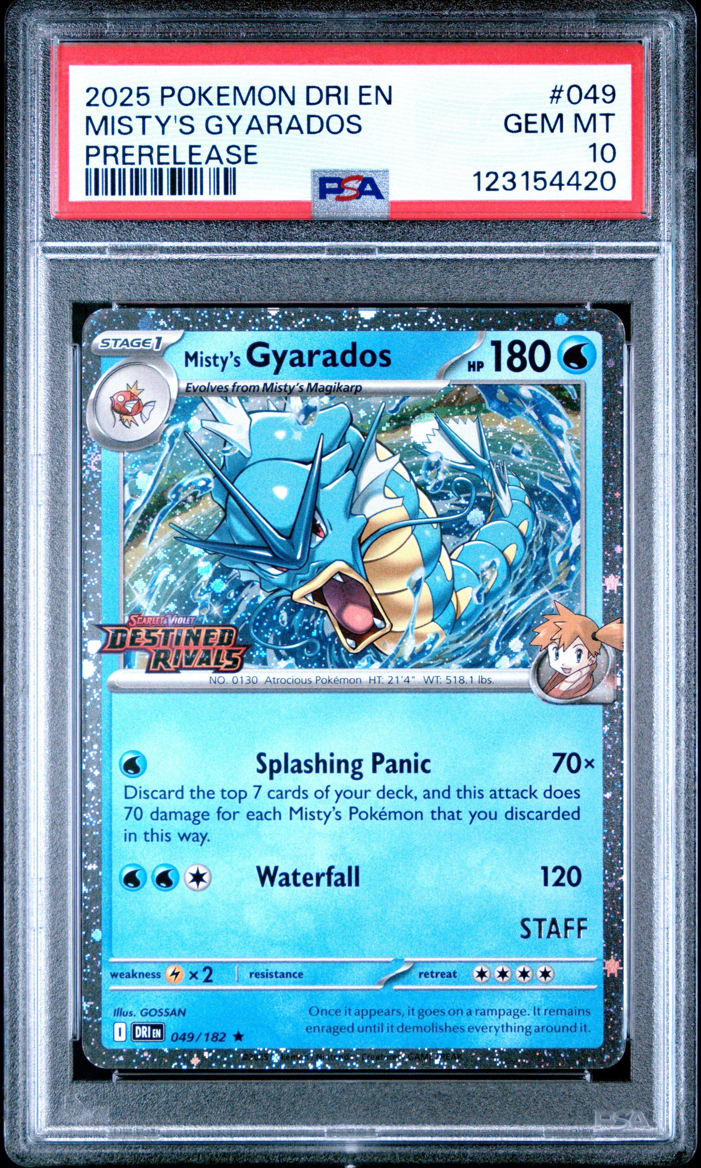 graded gyarados card 2025 Pokemon Dri En-destined Rivals 049 Misty's Gyarados Prerelease PSA 10 Graded  Card
