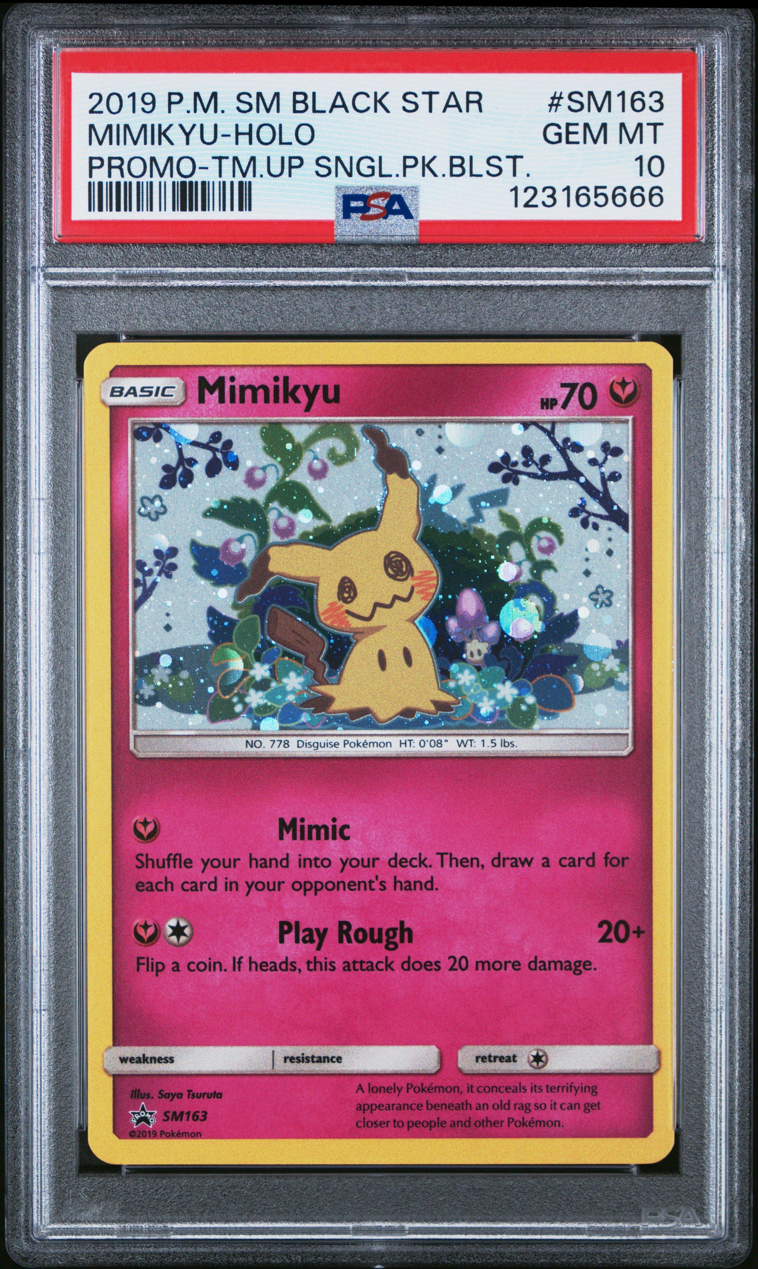 2019 Pokemon Sm Black Star Promo Sm163 Mimikyu-holo Team Up Single Pack Blisters PSA