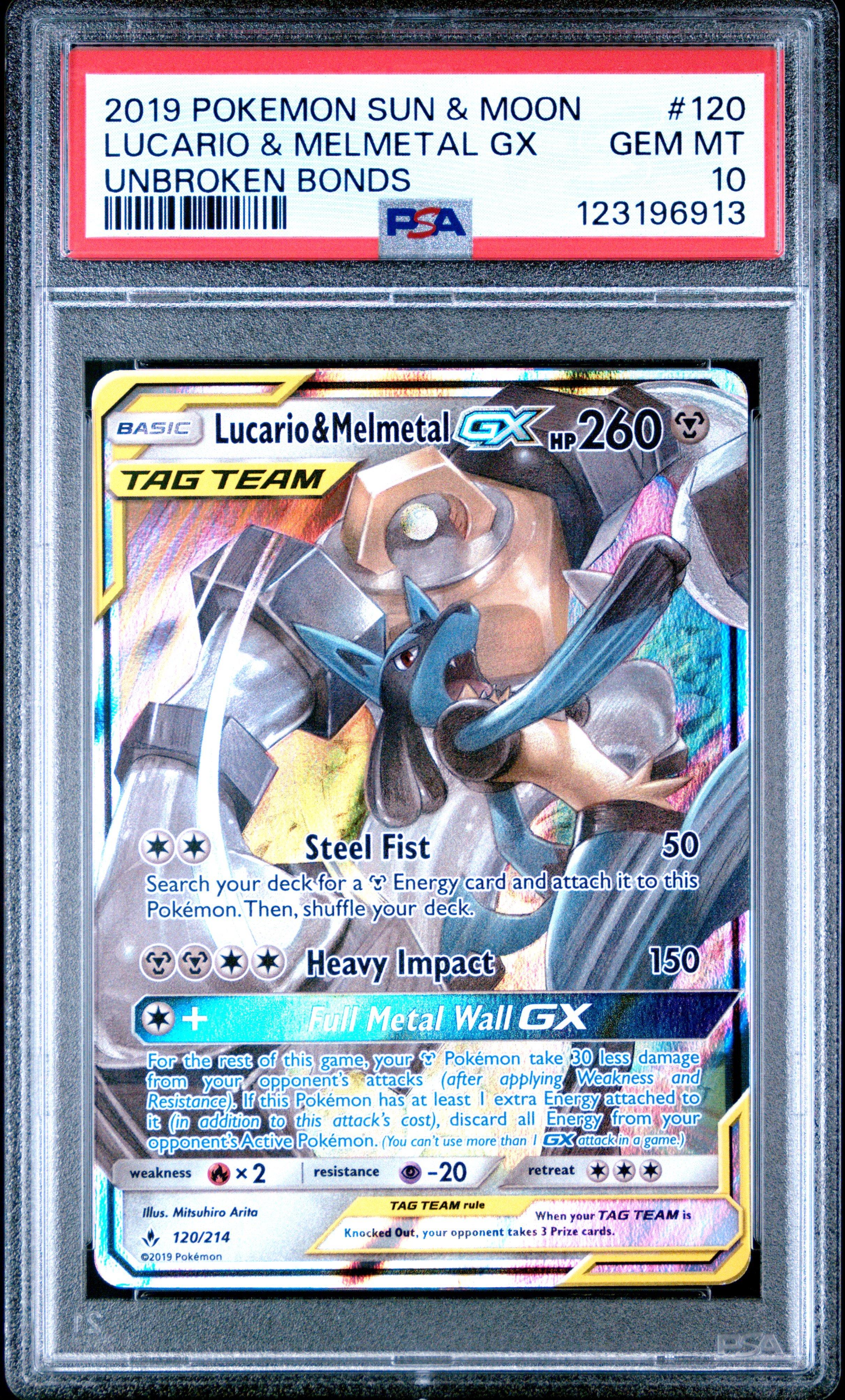 2019 Pokemon Sun & Moon Unbroken Bonds 120 Lucario & Melmetal Gx PSA 10 Graded  Card | GameStop