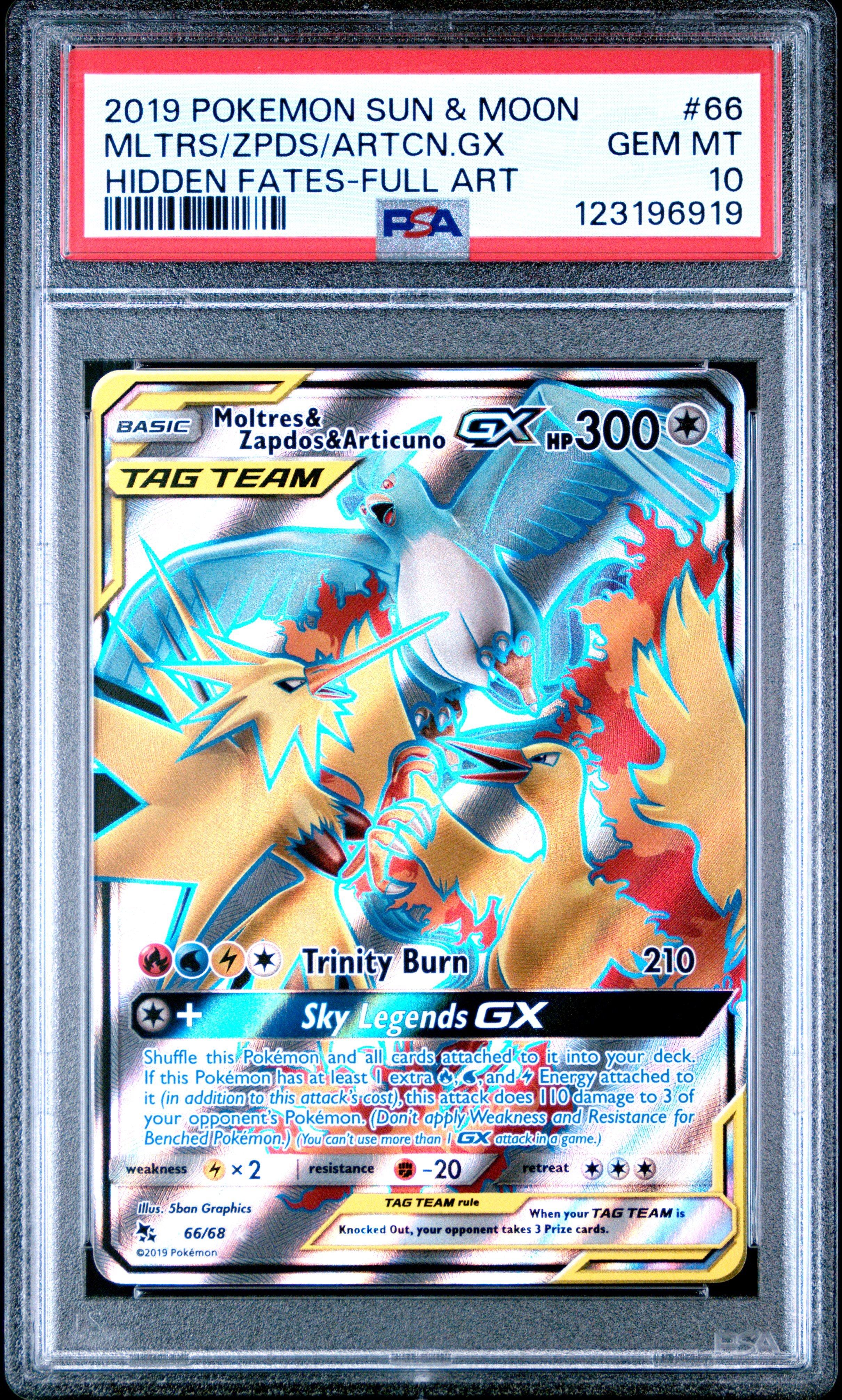 2019 Pokemon Sun & Moon Hidden Fates 66 Full Art/moltres & Zapdos