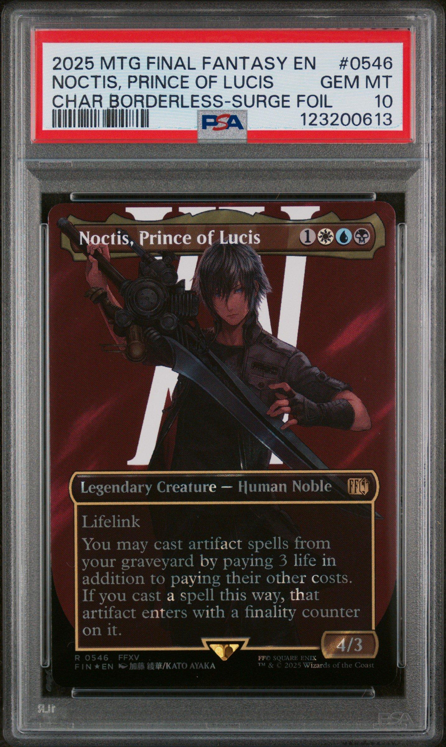 【PSA10】 MTG FF ルシスの王子、ノクティス サージfoil FF15 Noctis, Prince of Lucis (Borderless) (Surge Foil) - FINAL FANTASY