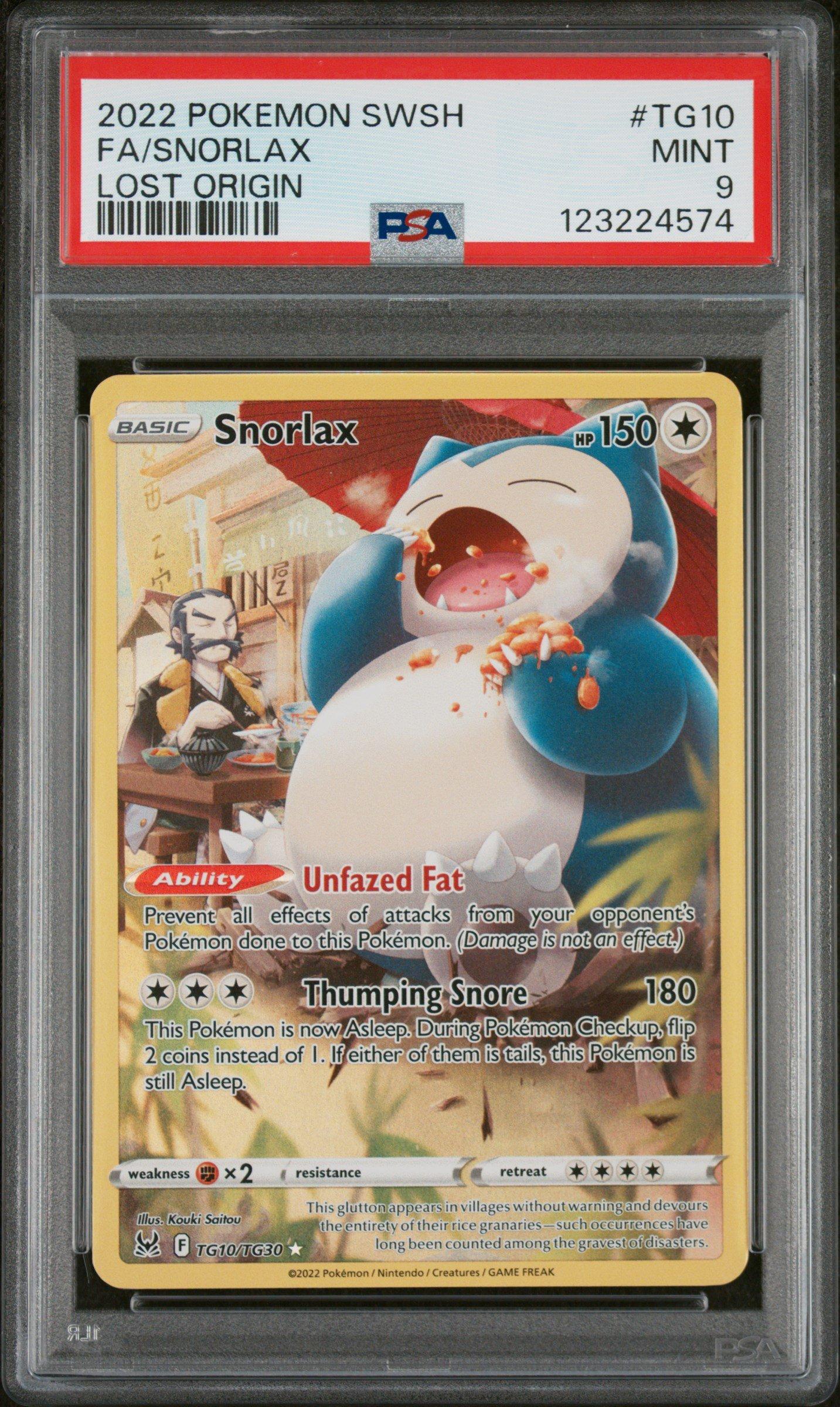 2022 Pokemon Sword & Shield Lost Origin Tg10 Full Art/snorlax PSA