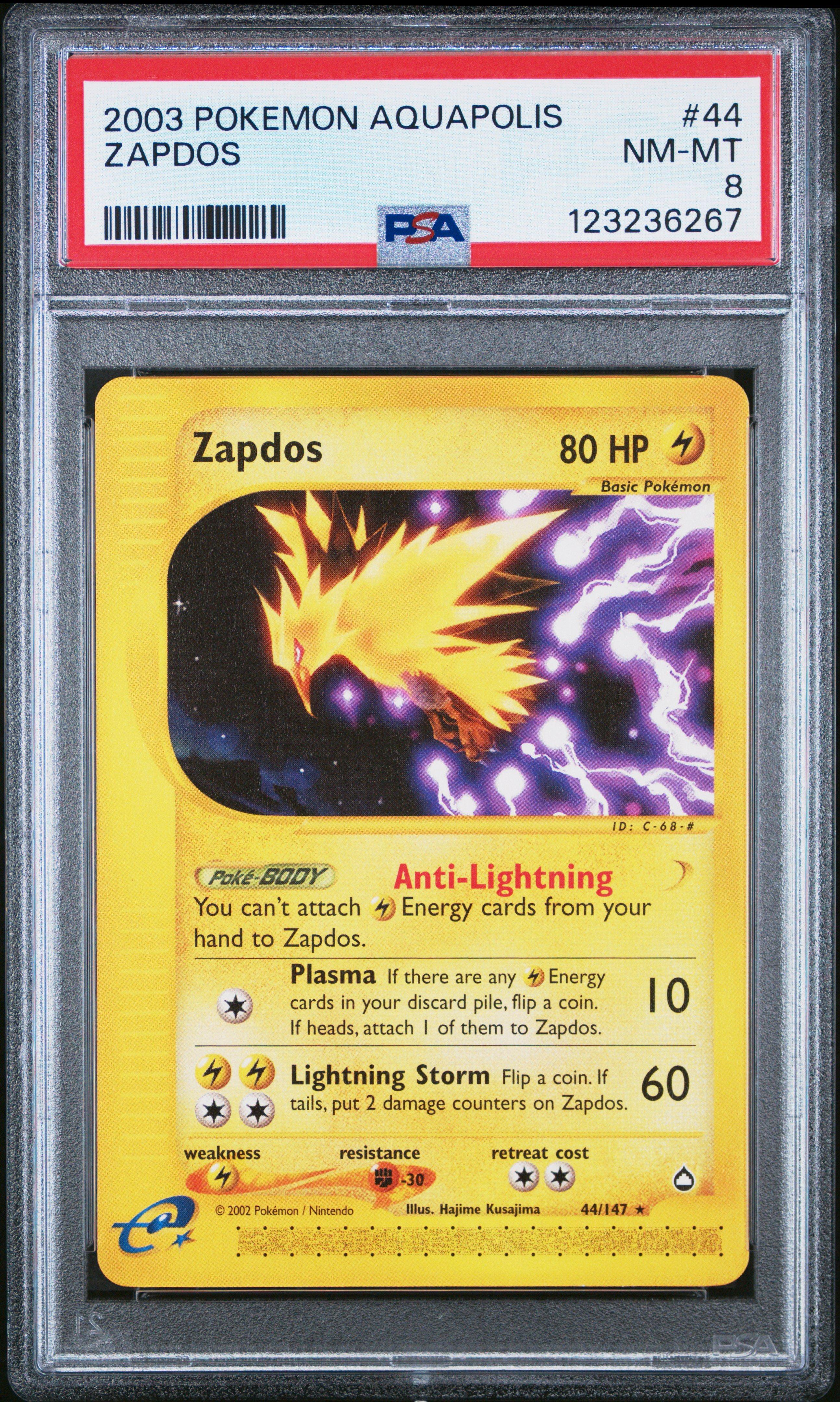 2003 Pokemon Aquapolis 44 Zapdos PSA 8