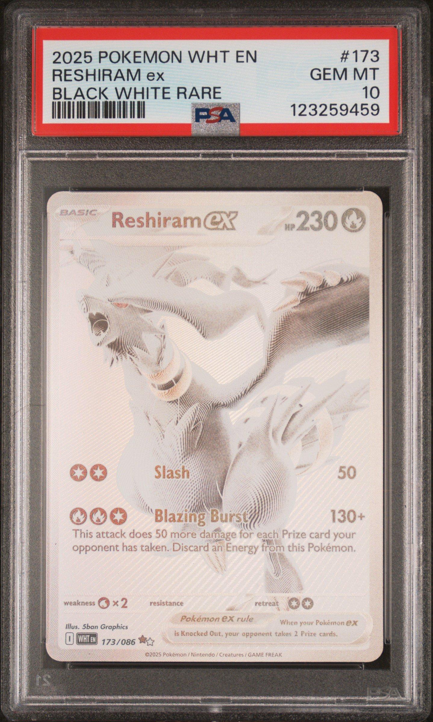 2025 Pokemon Wht En-white Flare 173 Reshiram Ex Black White Rare