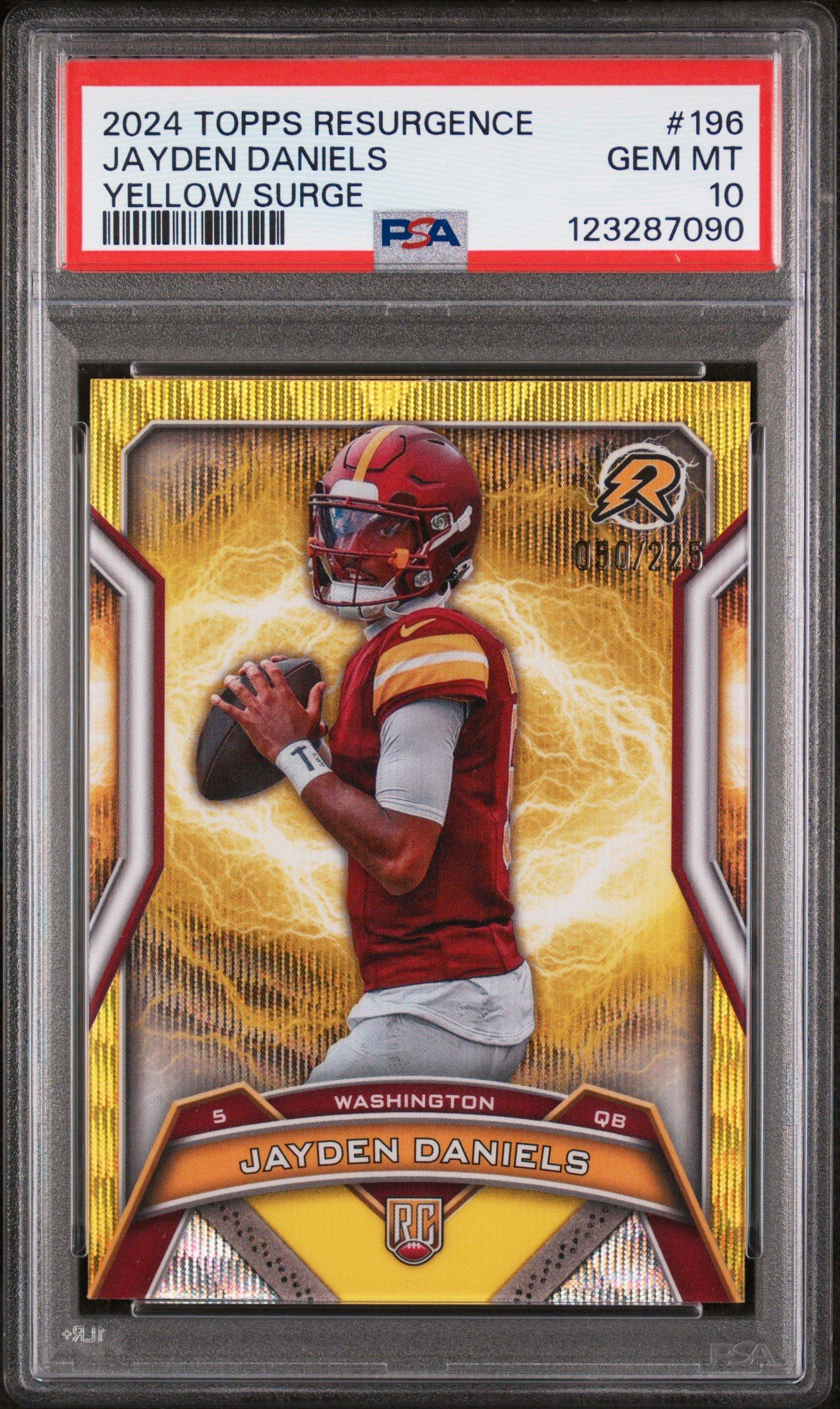 2024 Topps Resurgence 196 Jayden Daniels Yellow Surge PSA 10