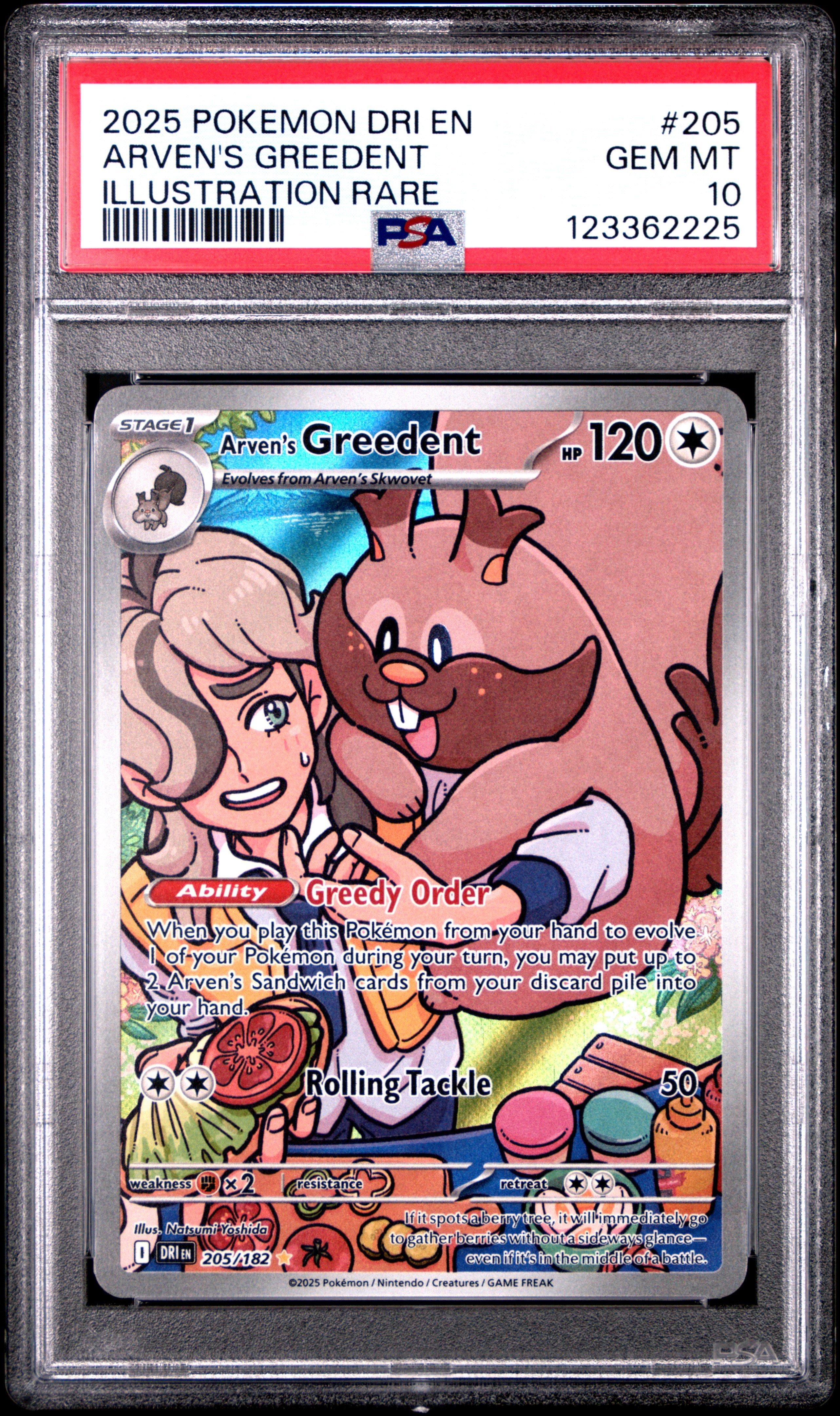 2025 Pokemon Dri En-destined Rivals 205 Arven's Greedent