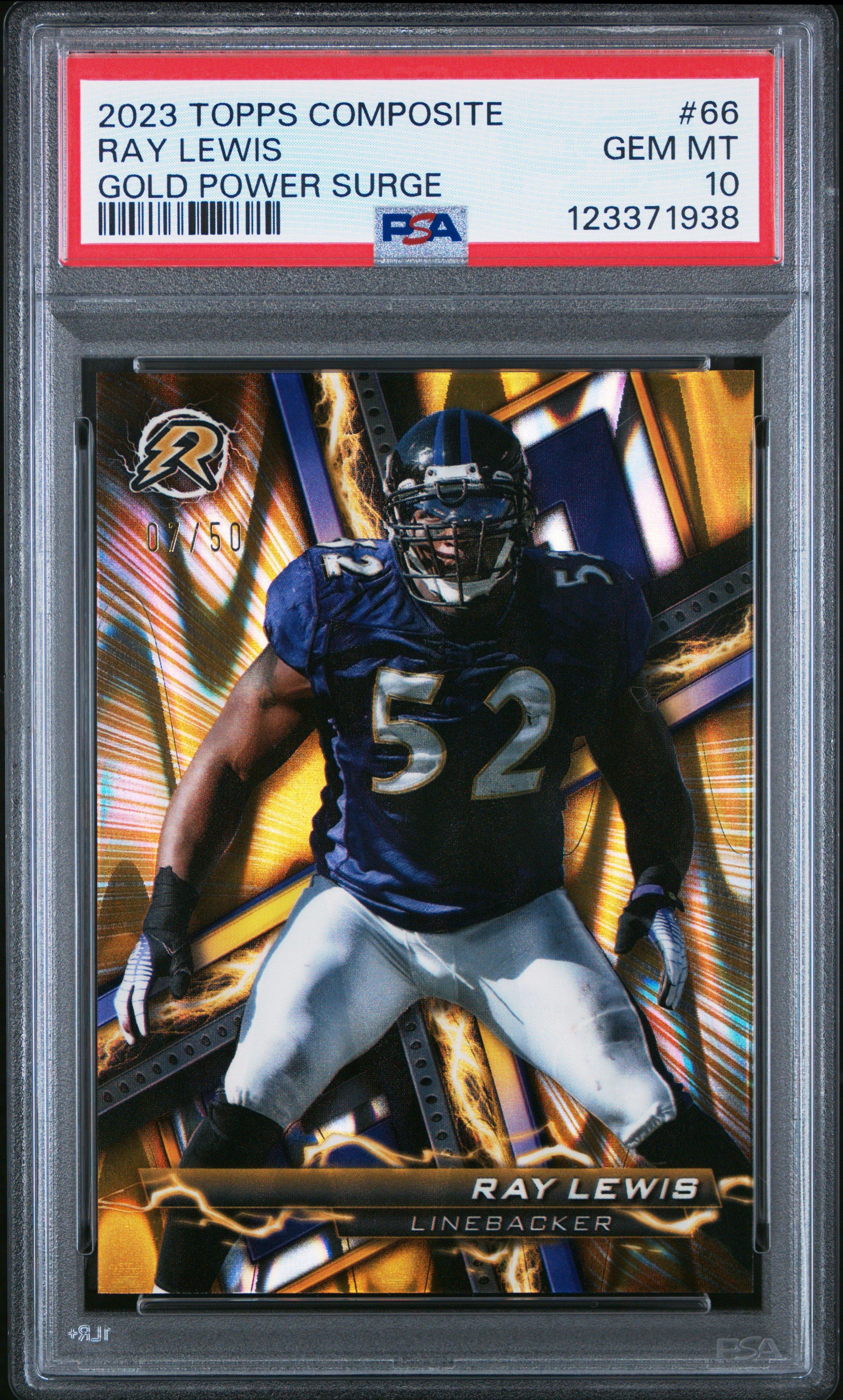 2023 Topps Composite 66 Ray Lewis Gold Power Surge PSA 10 Graded