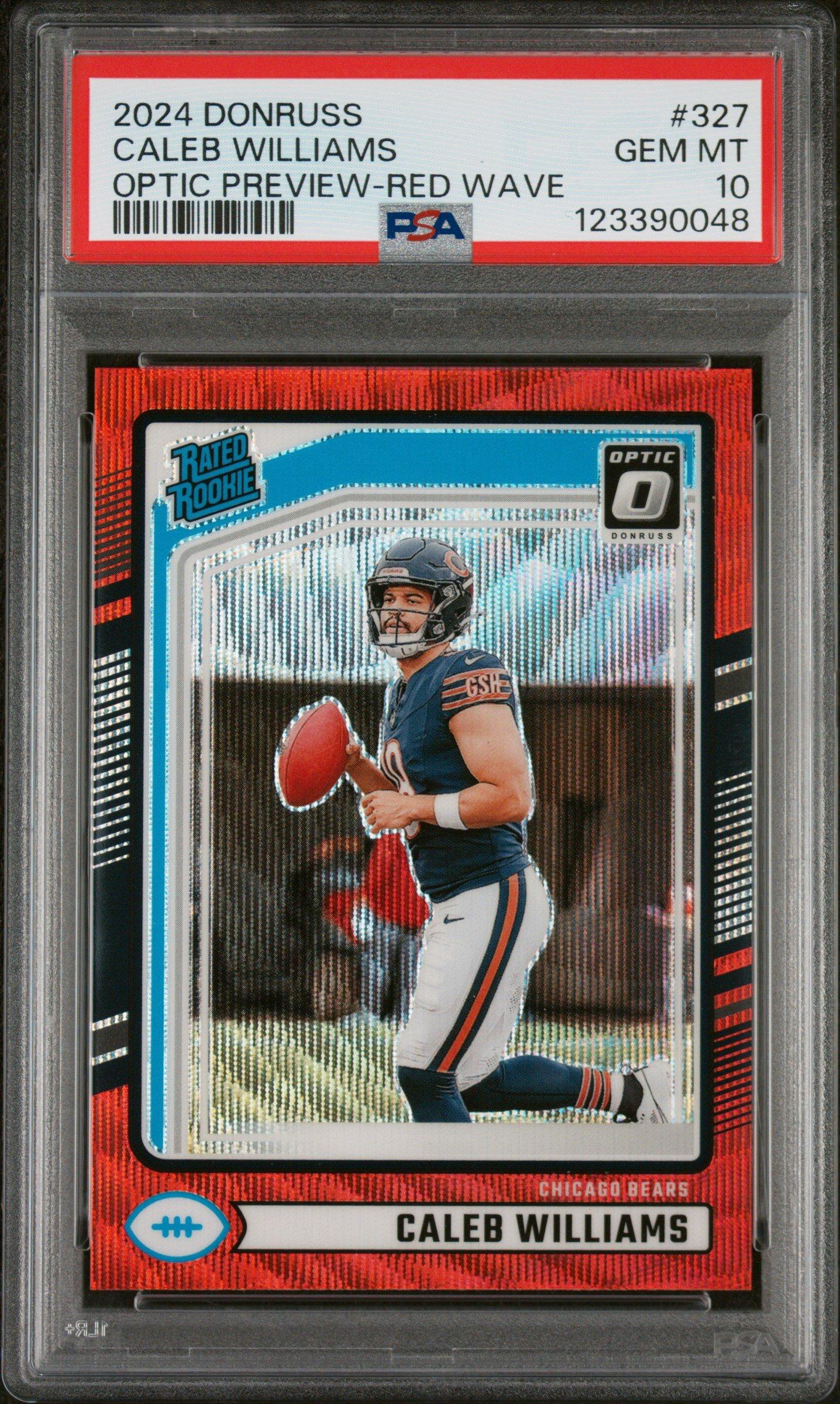 2024 Panini Donruss 327 Caleb Williams Optic Preview-red Wave PSA
