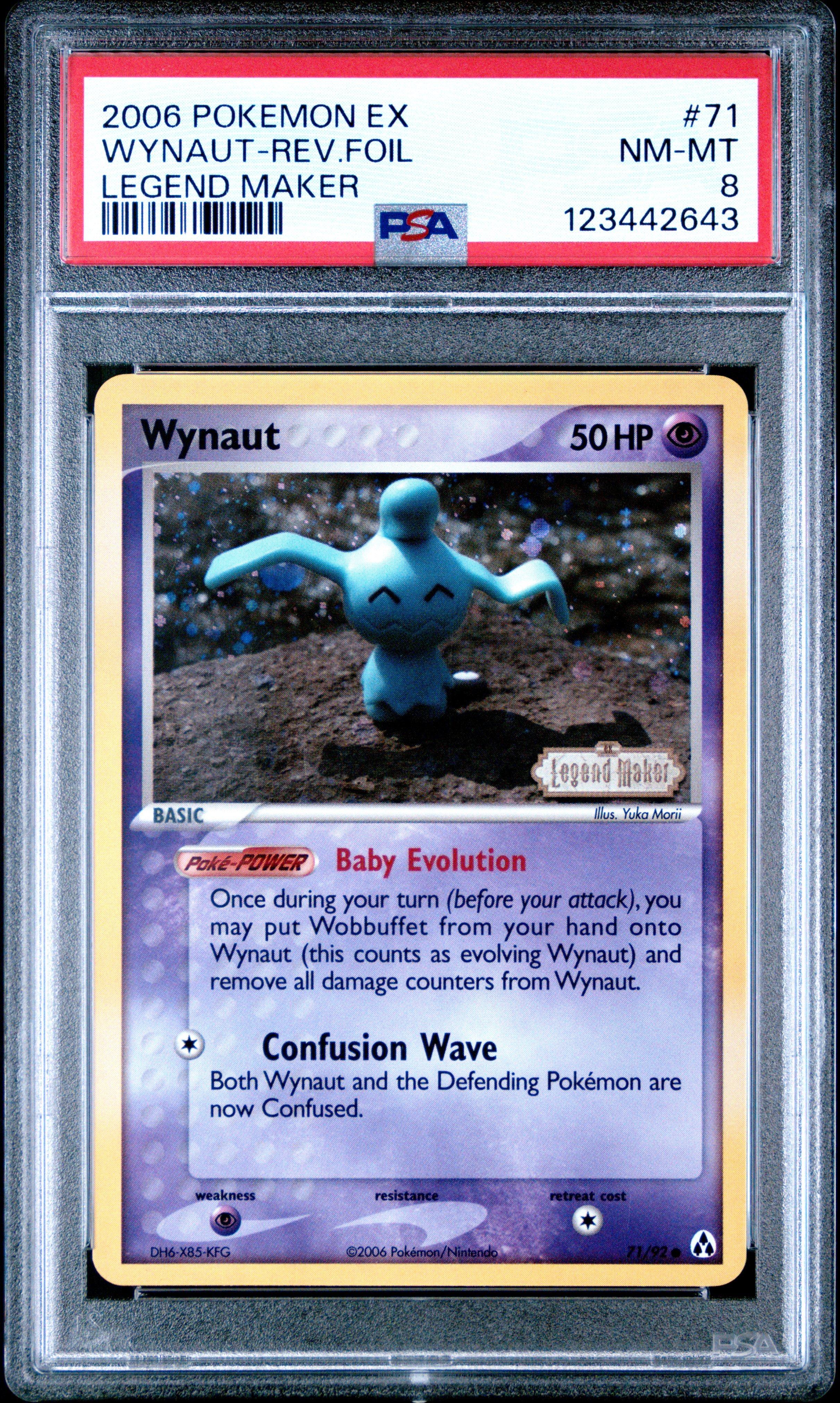 2006 Pokemon Ex Legend Maker 71 Wynaut-reverse Foil PSA 8