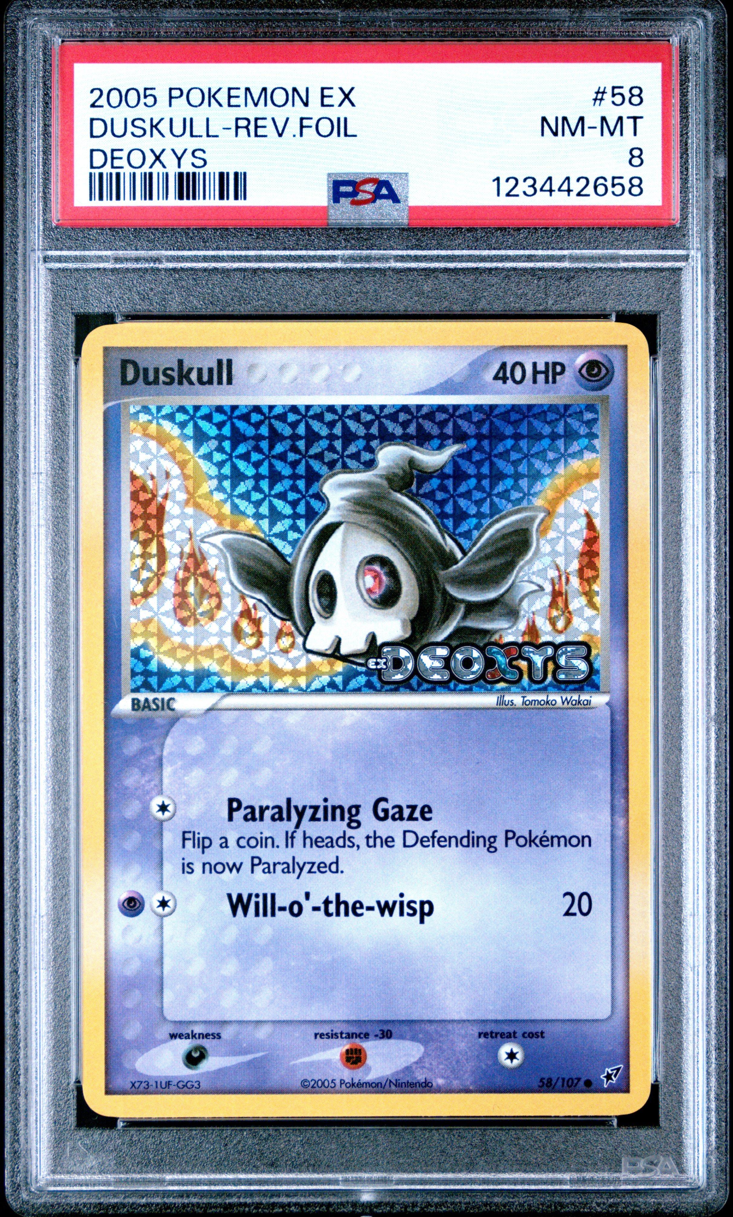 2005 Pokemon Ex Deoxys 58 Duskull-reverse Foil PSA 8