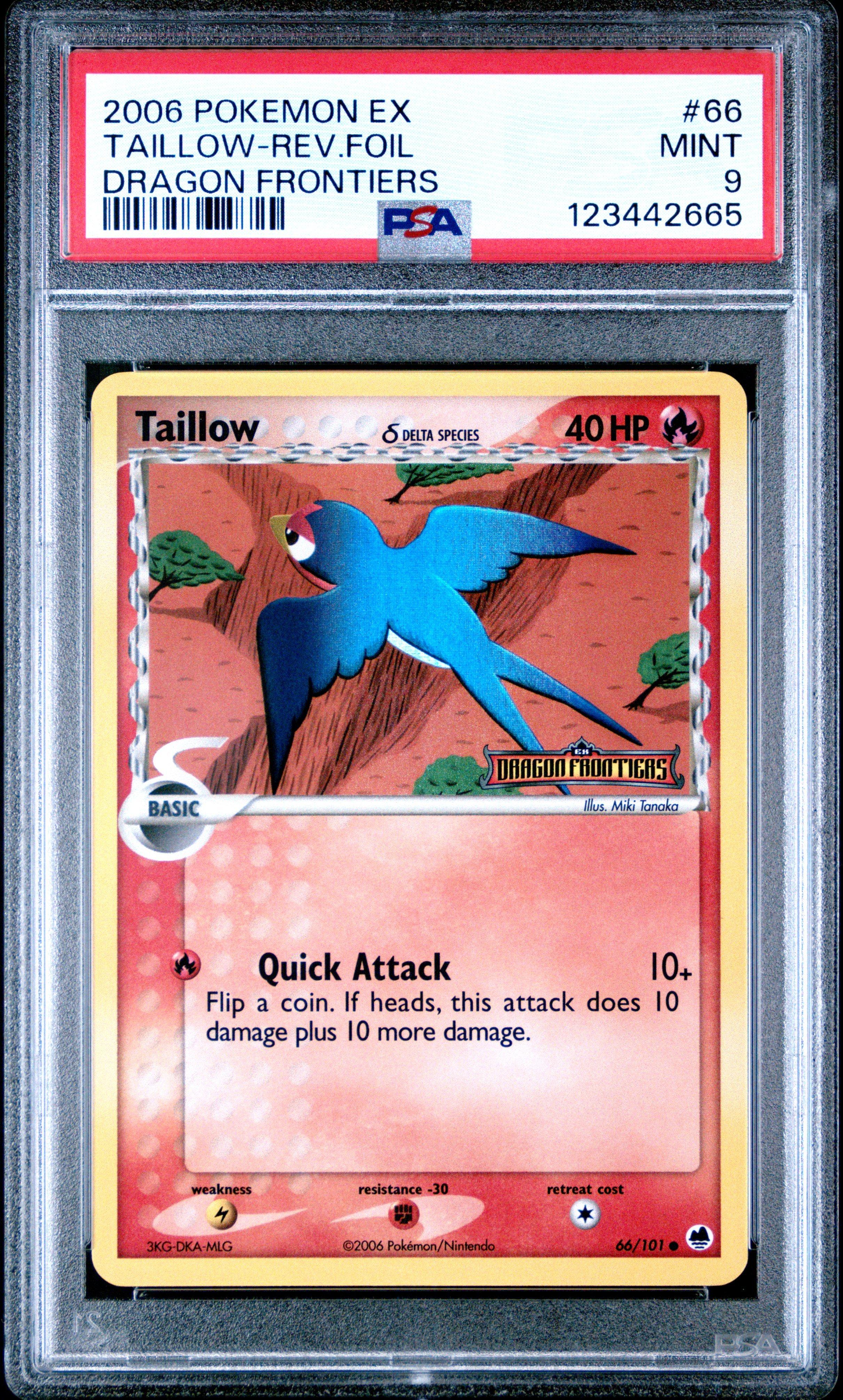 2006 Pokemon Ex Dragon Frontiers 66 Taillow-reverse Foil PSA 9