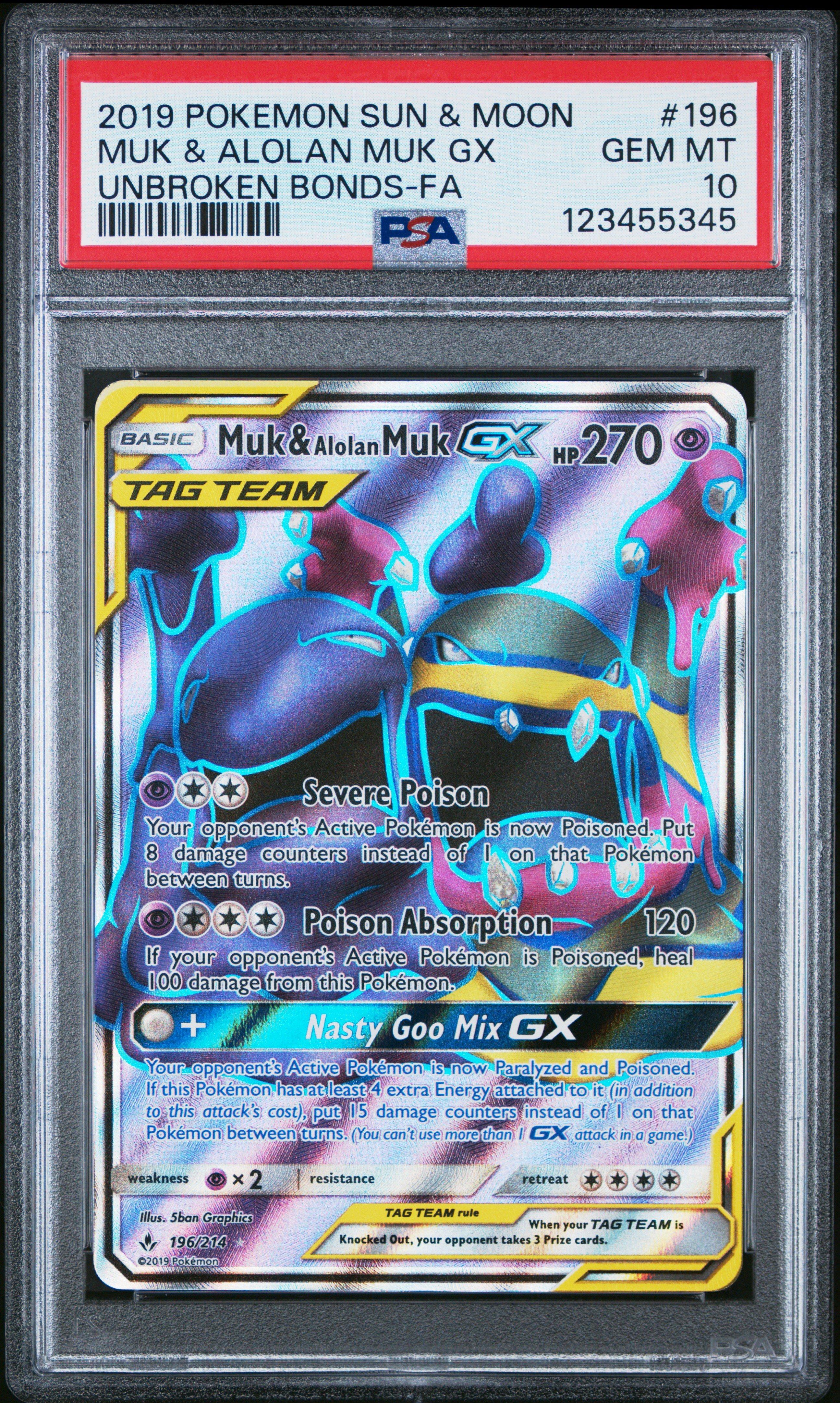 2019 Pokemon Sun & Moon Unbroken Bonds 196 Full Art/muk & Alolan