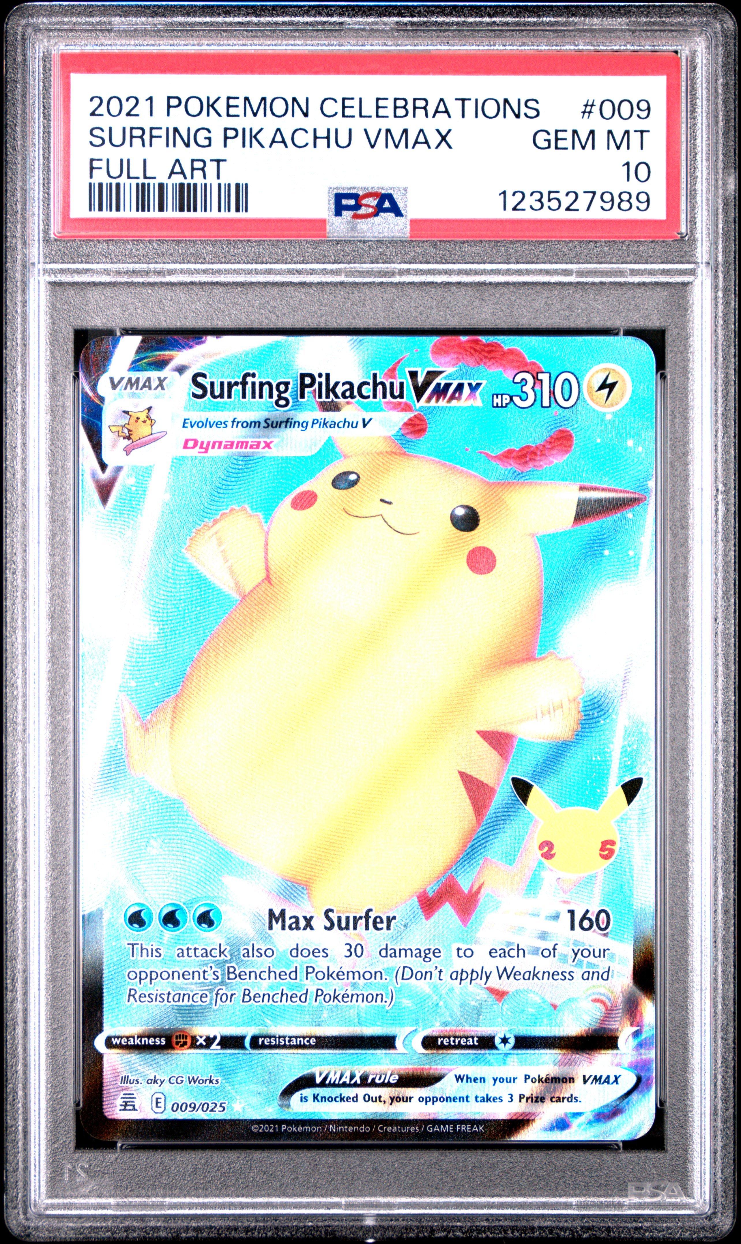 2021 サーフィンピカチュウVMAX PSA10 2021 Pokemon Celebrations 009 Full Art/surfing Pikachu Vmax PSA 10
