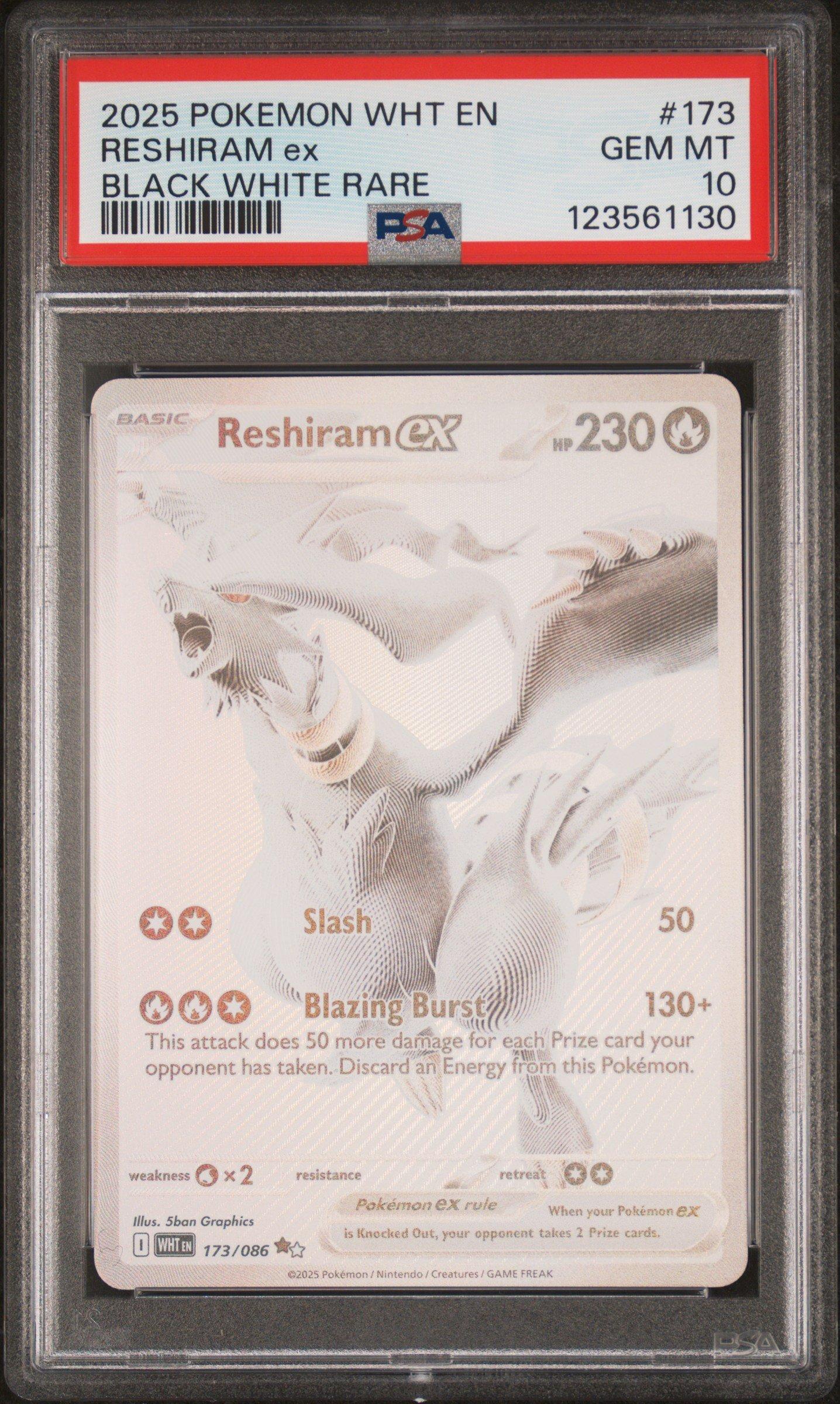 2025 Pokemon Wht En-white Flare 173 Reshiram Ex Black White Rare