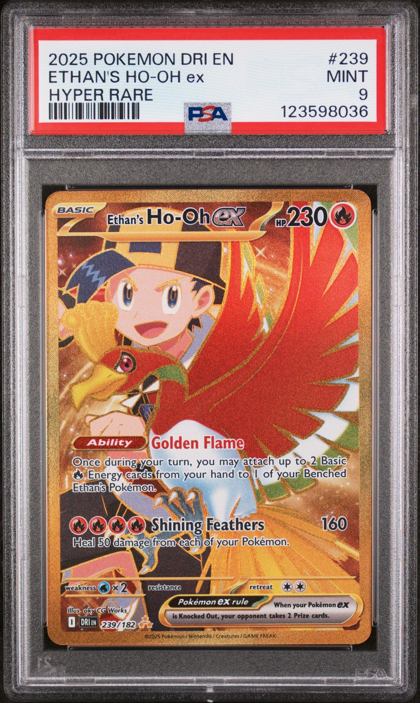 2025 Pokemon Dri En-destined Rivals 239 Ethan's Ho-oh Ex Hyper Rare PSA