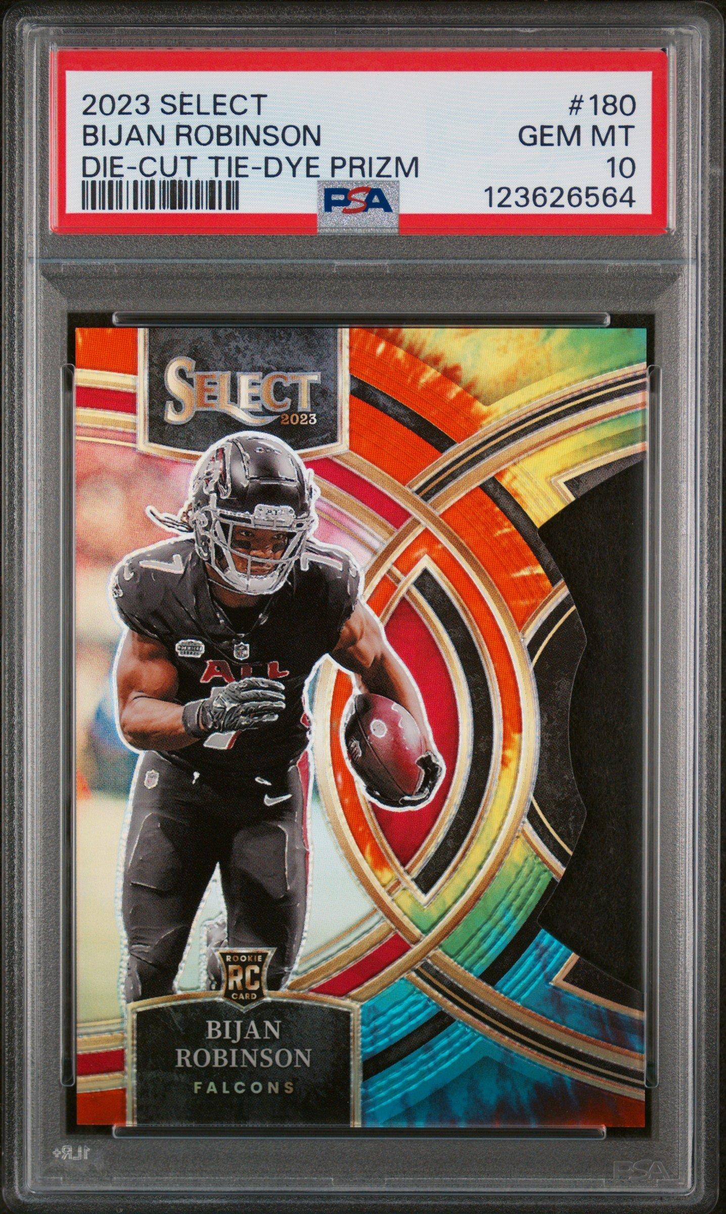 2023 Panini Select 180 Bijan Robinson Die-cut Tie-dye Prizm PSA 10