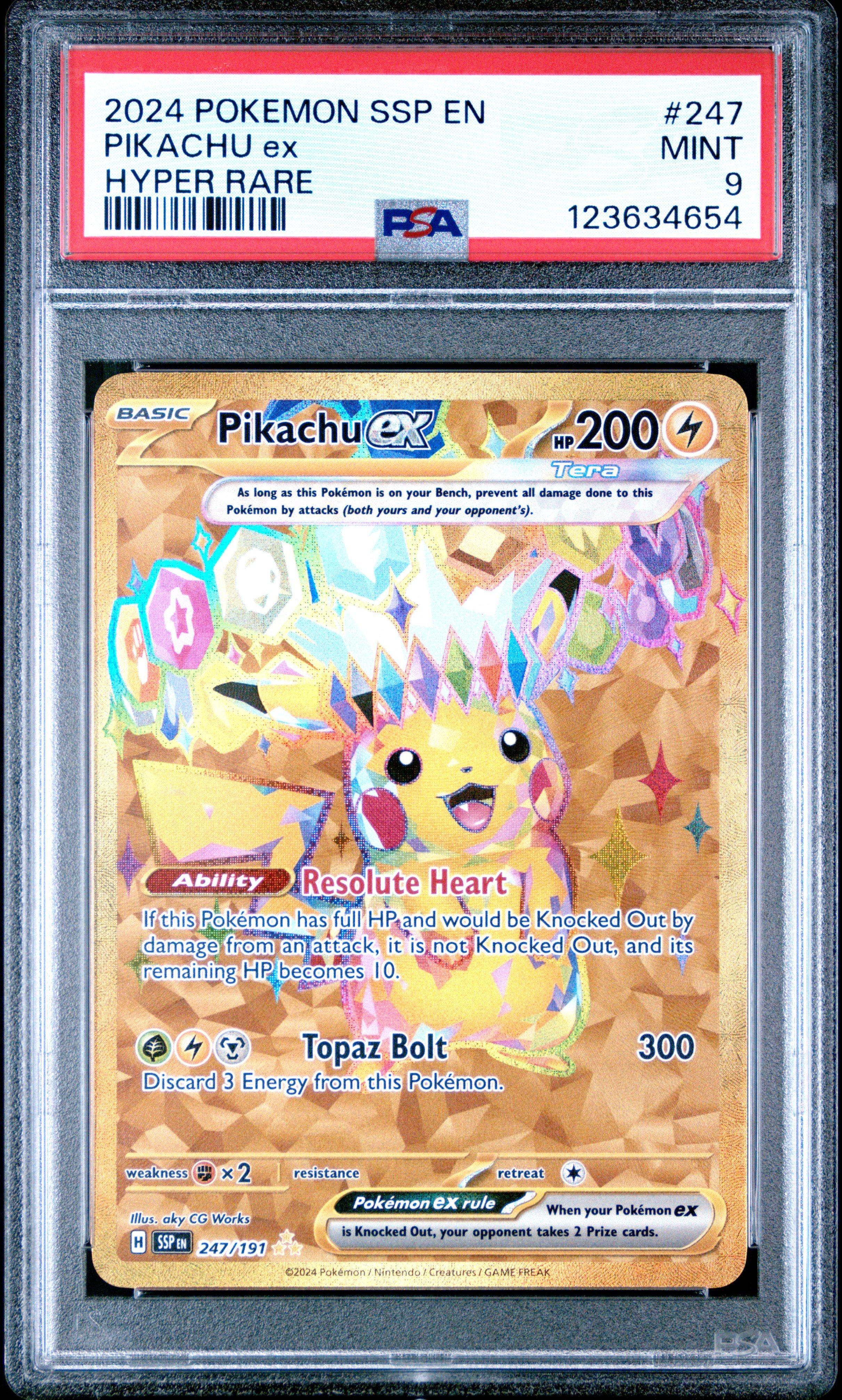 2024 Pokemon Ssp En-surging Sparks 247 Pikachu Ex Hyper Rare PSA 9