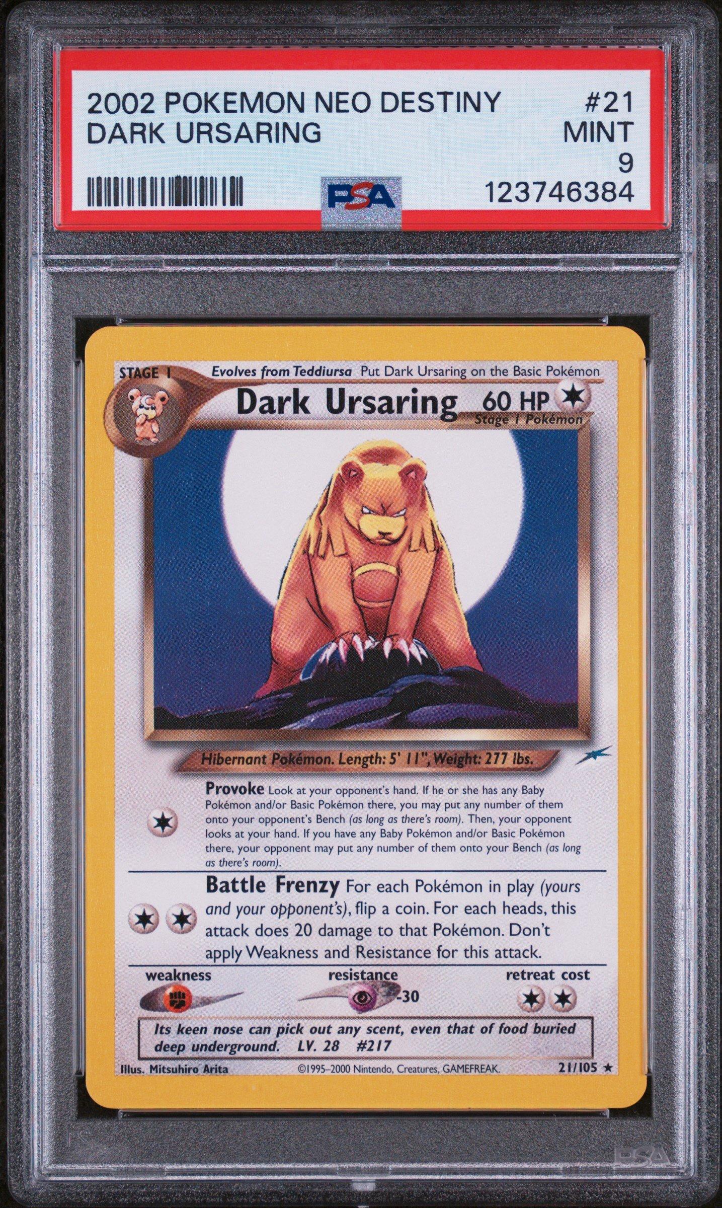 2002 Pokemon Neo Destiny 21 Dark Ursaring PSA 9 Graded Card | GameStop