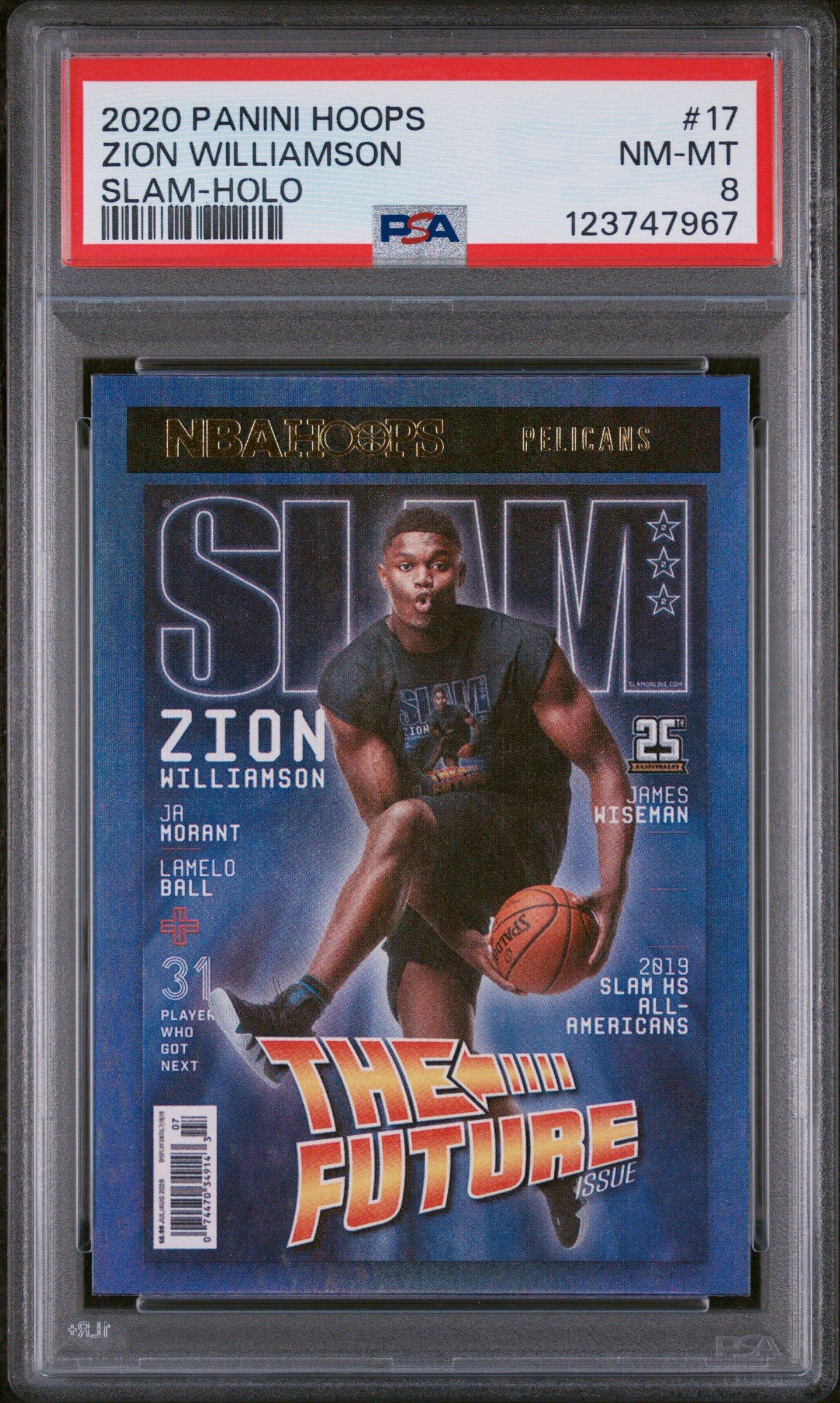 2020 Panini Hoops Slam 17 Zion Williamson Holo PSA 8
