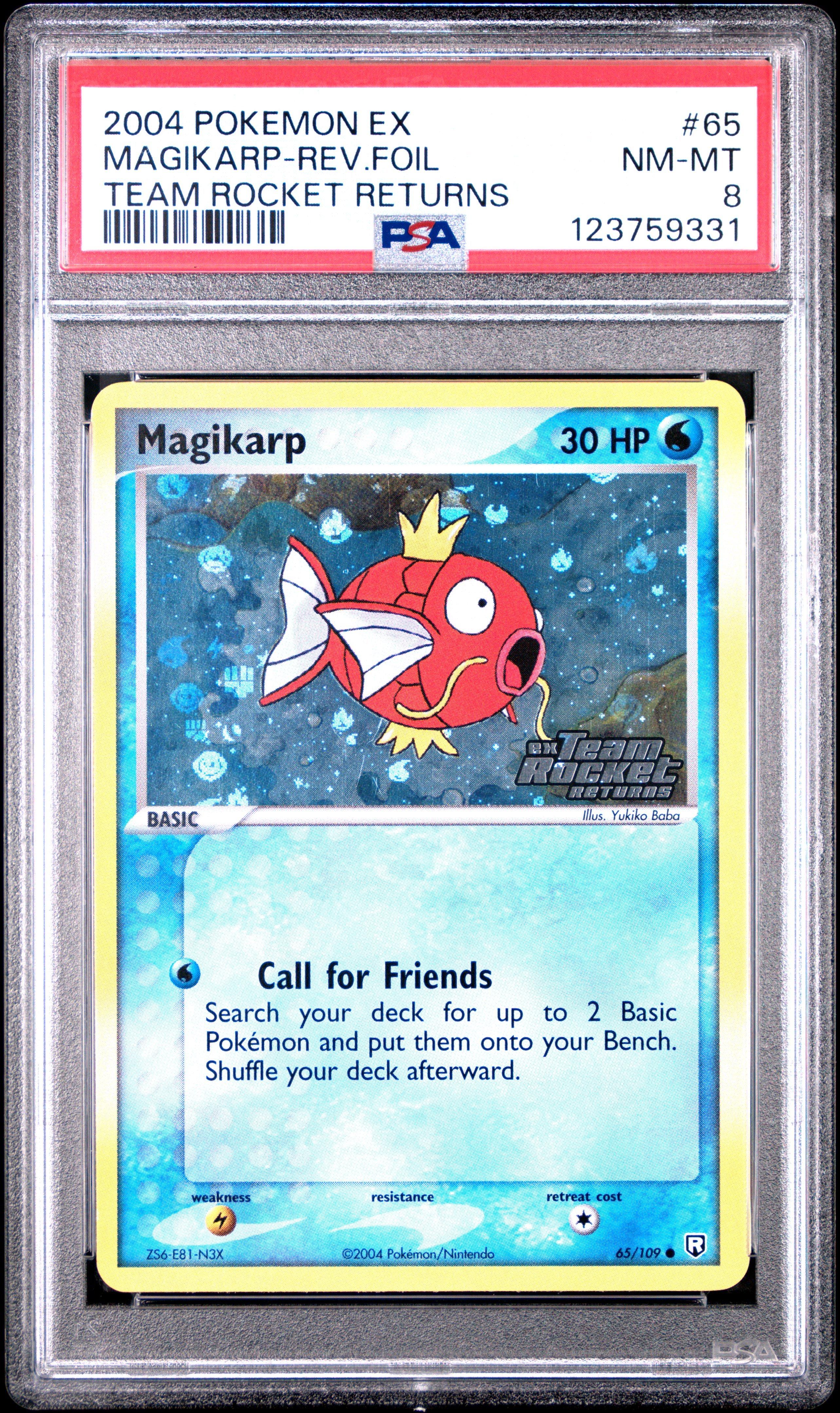 2004 Pokemon Ex Team Rocket Returns 65 Magikarp-reverse Foil PSA 8