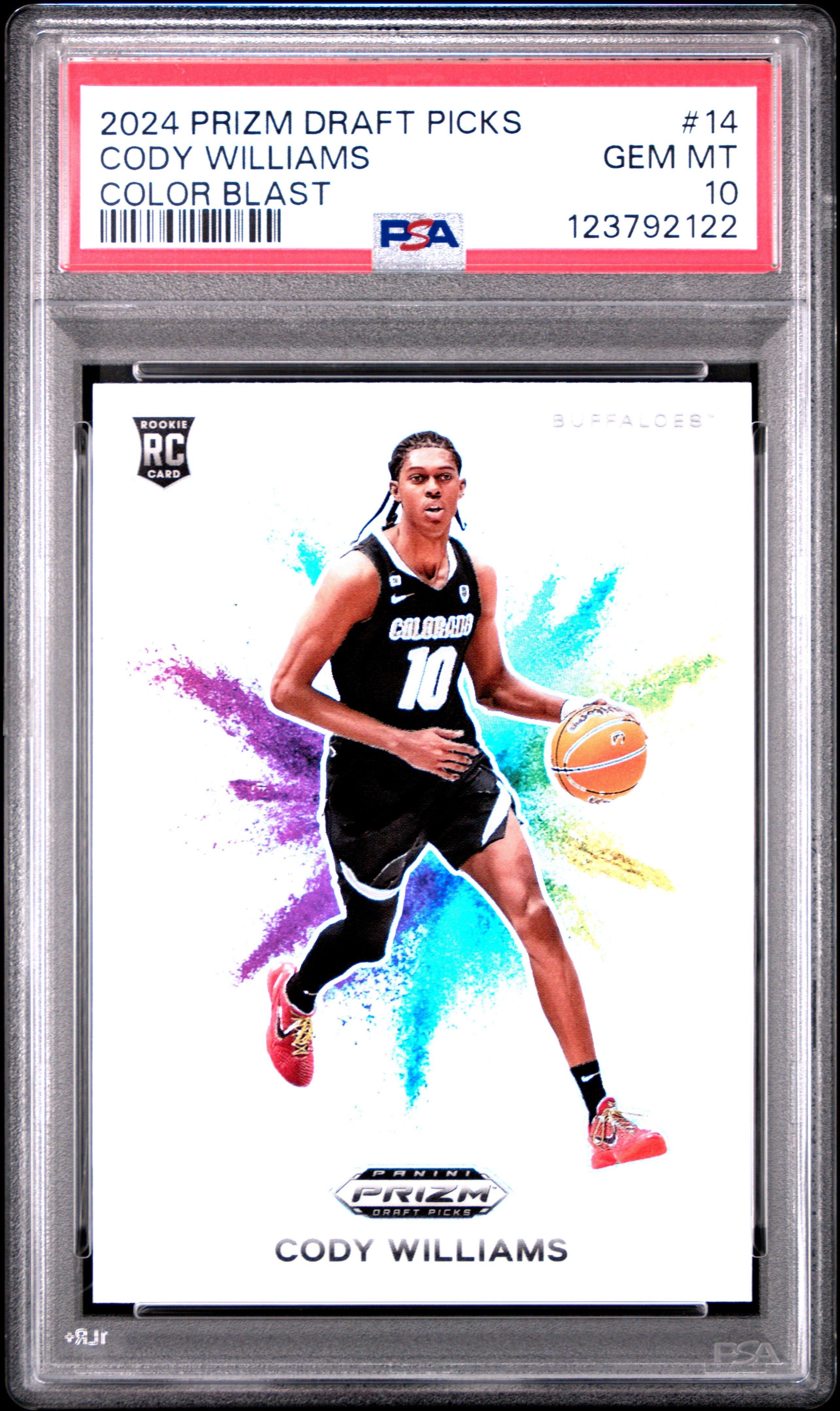 2024 Panini Prizm Draft Picks Color Blast 14 Cody Williams PSA 10