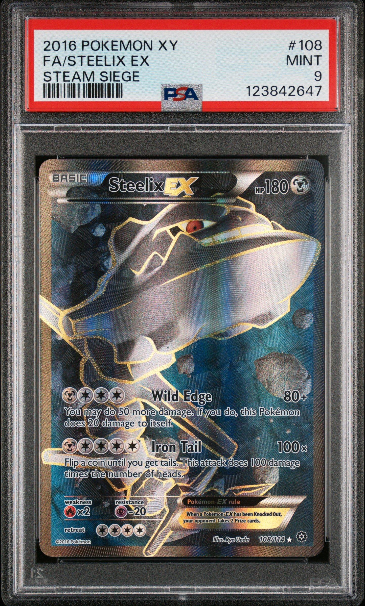 2016 Pokemon Xy Steam Siege 108 Full Art/steelix Ex PSA 9 Graded