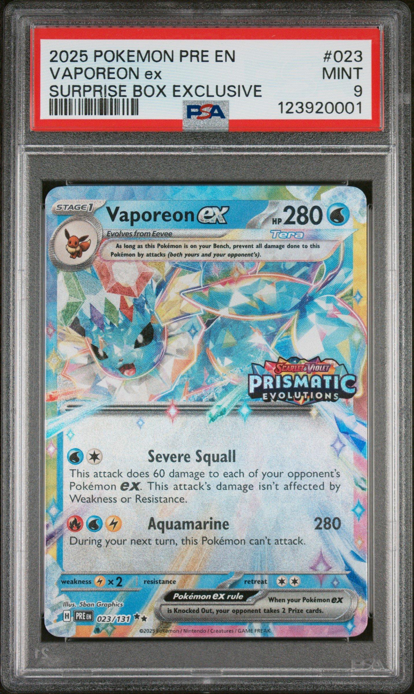 2025 Pokemon Pre En-prismatic Evolutions 023 Vaporeon Ex Surprise