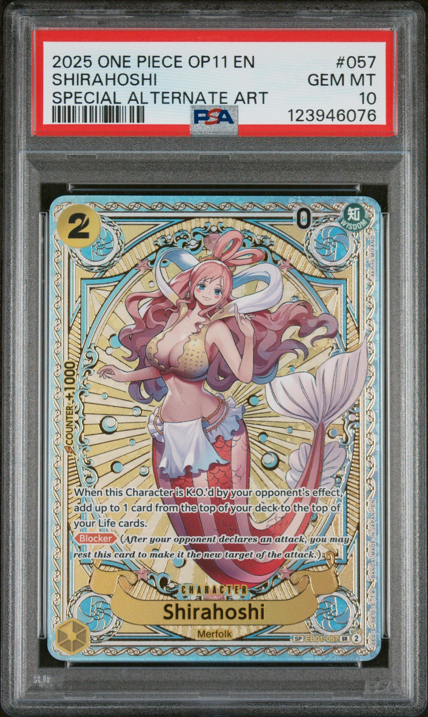 2025 One Piece Op11-a Fist Of Divine Speed 057 Shirahoshi Special Alternate Art PSA 10