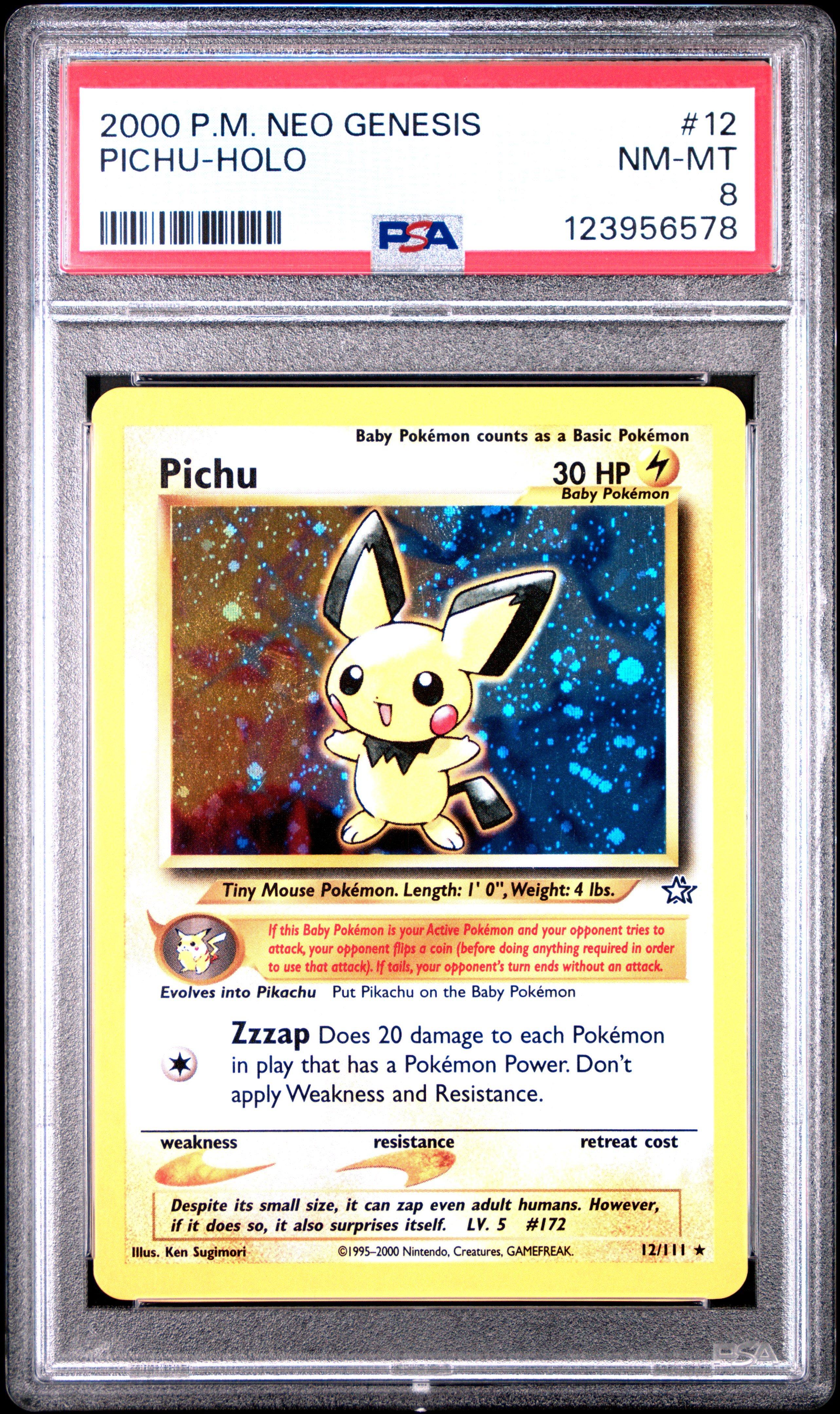 2000 Pokemon Neo Genesis 12 Pichu-holo PSA 8 Graded Card | GameStop