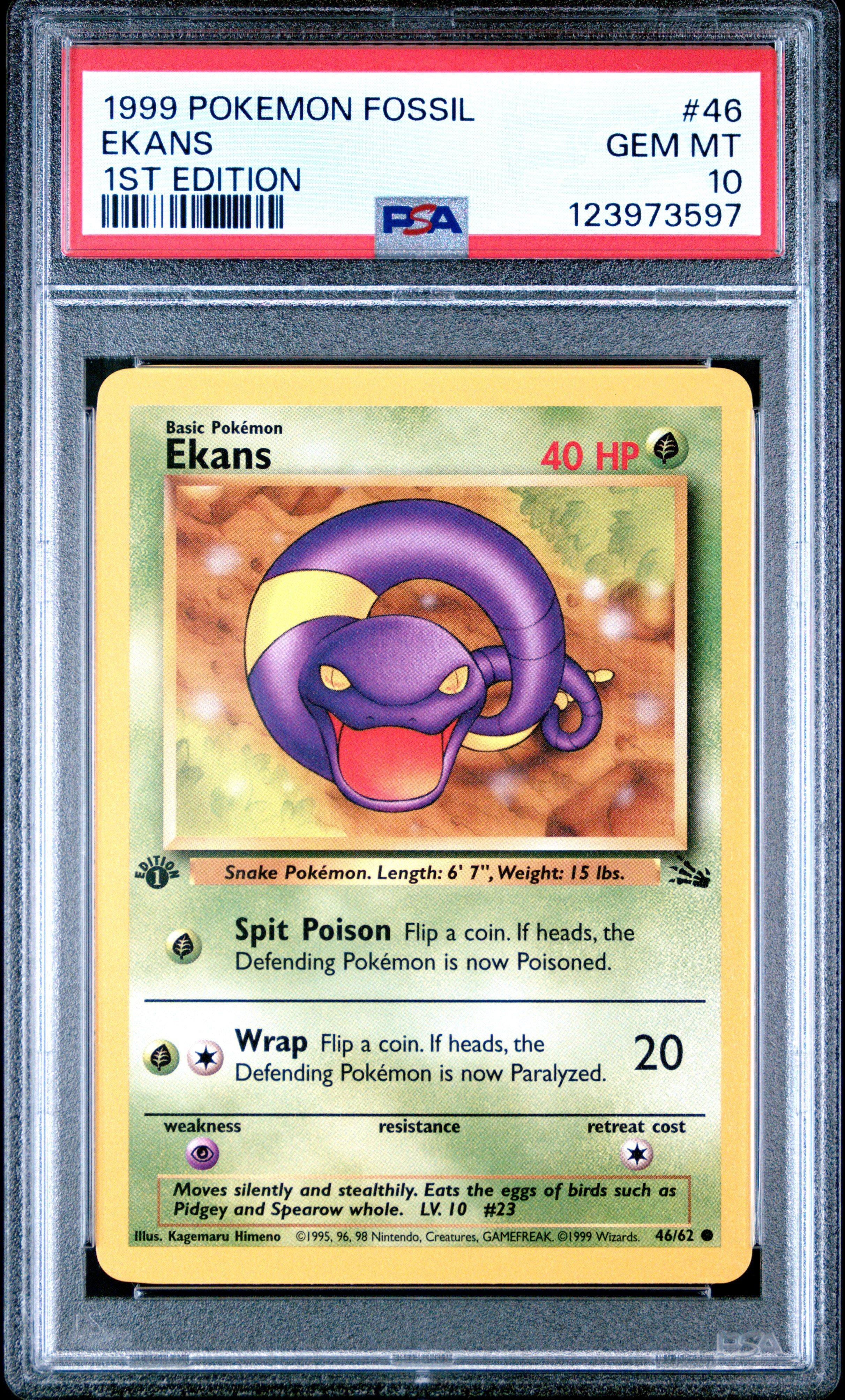 1999 Pokemon Fossil 46 Ekans 1st Edition PSA 10 Graded Card | GameStop