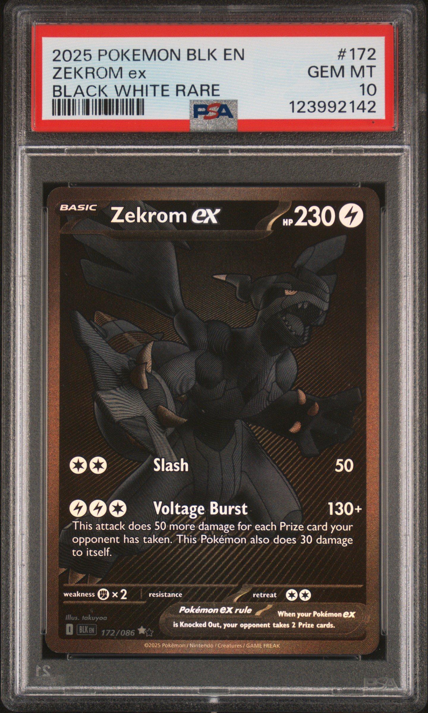 2025 Pokemon Blk En-black Bolt 172 Zekrom Ex Black White Rare PSA