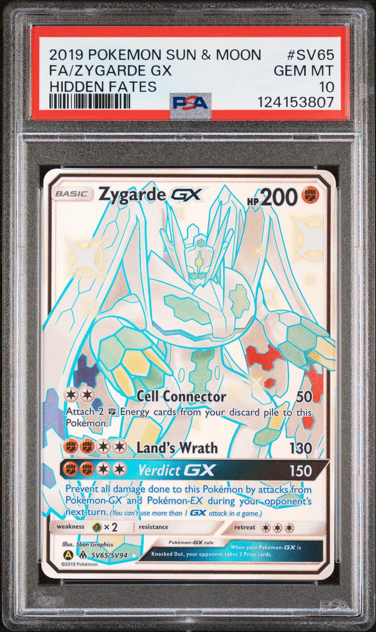 2019 Pokemon Sun & Moon Hidden Fates Sv65 Full Art/zygarde Gx PSA