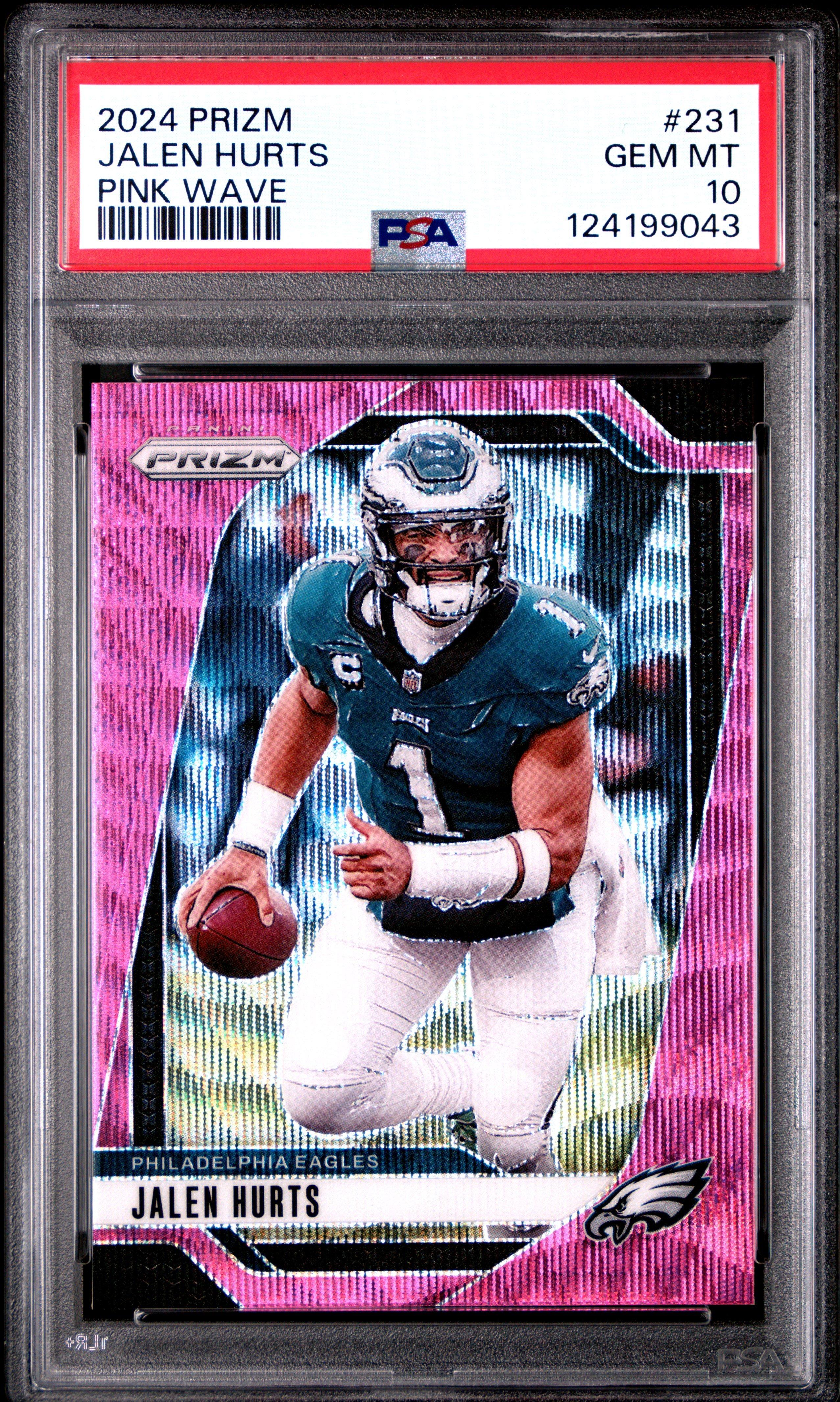 2024 Panini Prizm 231 Jalen Hurts Pink Wave PSA 10 Graded Card