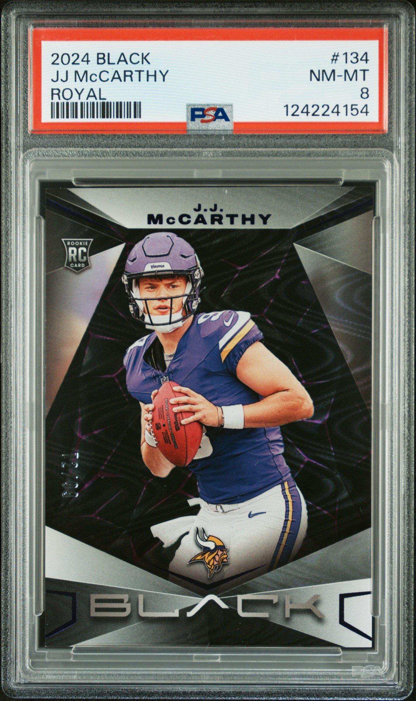 2024 Panini Black 134 Jj Mccarthy Royal PSA 8