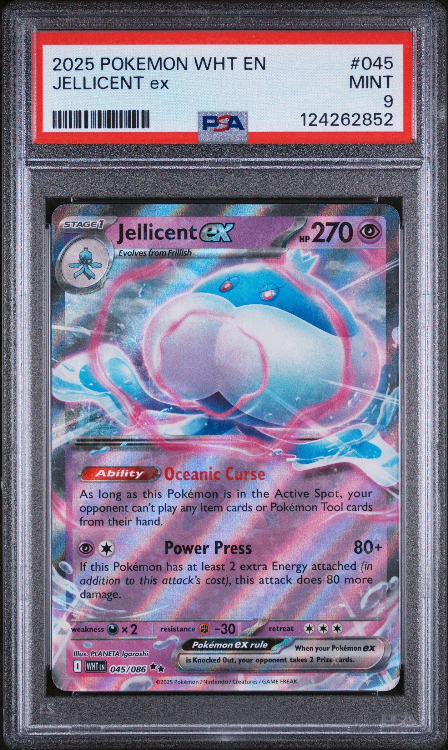 jellicent pokemon card 2025 Pokemon Wht En-white Flare 045 Jellicent Ex PSA 9 Graded Card
