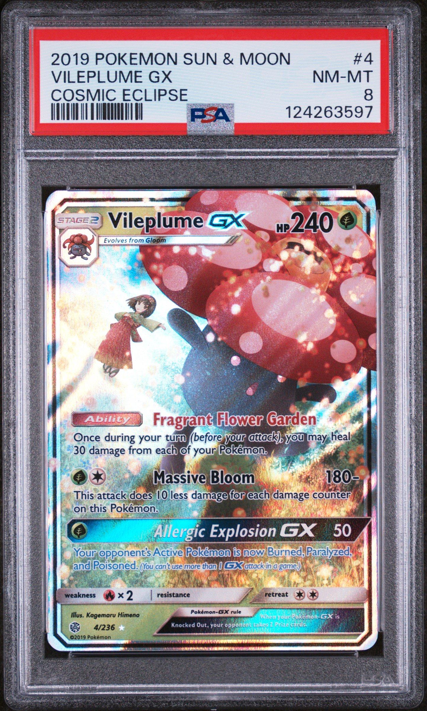 2019 Pokemon Sun & Moon Cosmic Eclipse 4 Vileplume Gx PSA