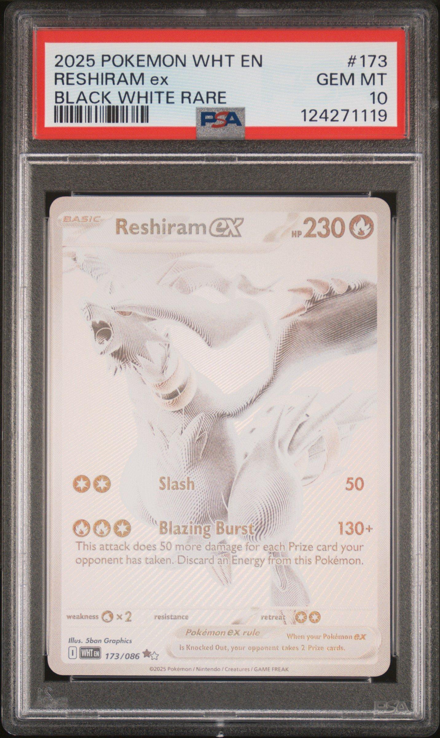 2025 Pokemon Wht En-white Flare 173 Reshiram Ex Black White Rare