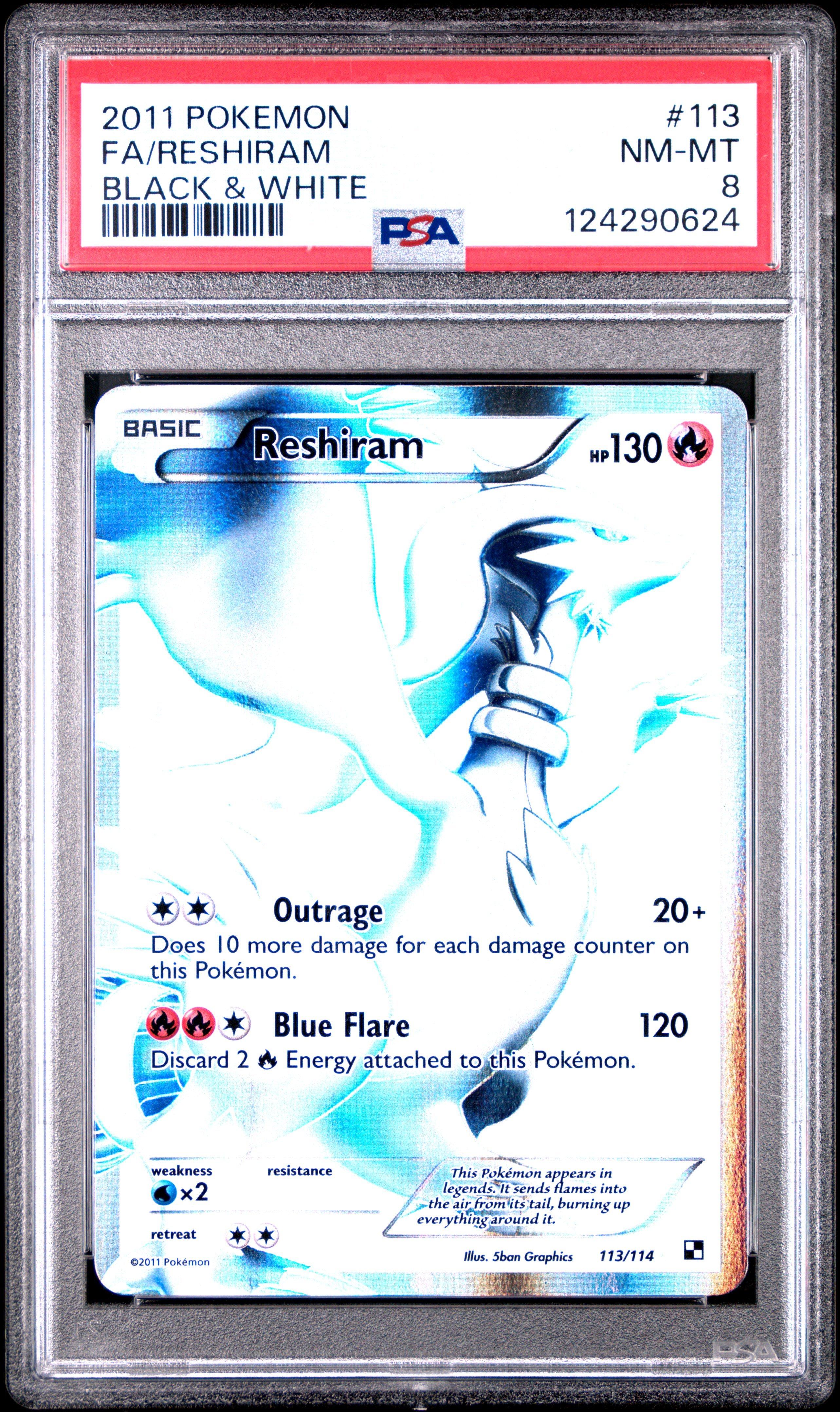 reshiram pokemon card 113 114 2011 Black & White Full Art/reshiram PSA 8 Graded Honor the incredible history of the TCG hobby by adding this Reshiram 2021 Pokemon Celebrations Classic Collection #113 PSA Authenticated 8 Card to your vault What condition is this card