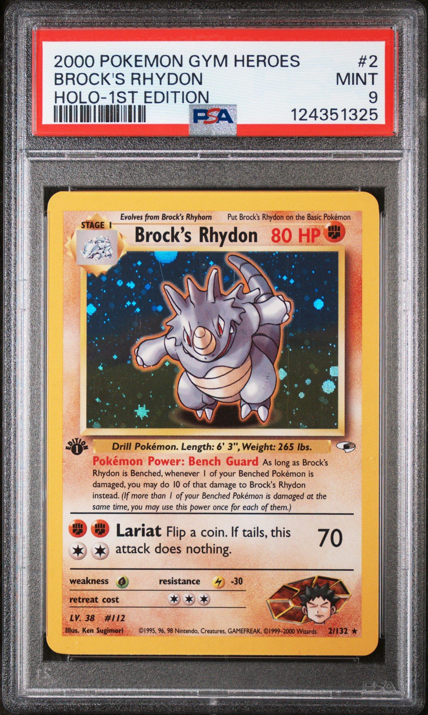 2000 Pokemon Gym Heroes 2 Brock's Rhydon Holo-1st Edition PSA