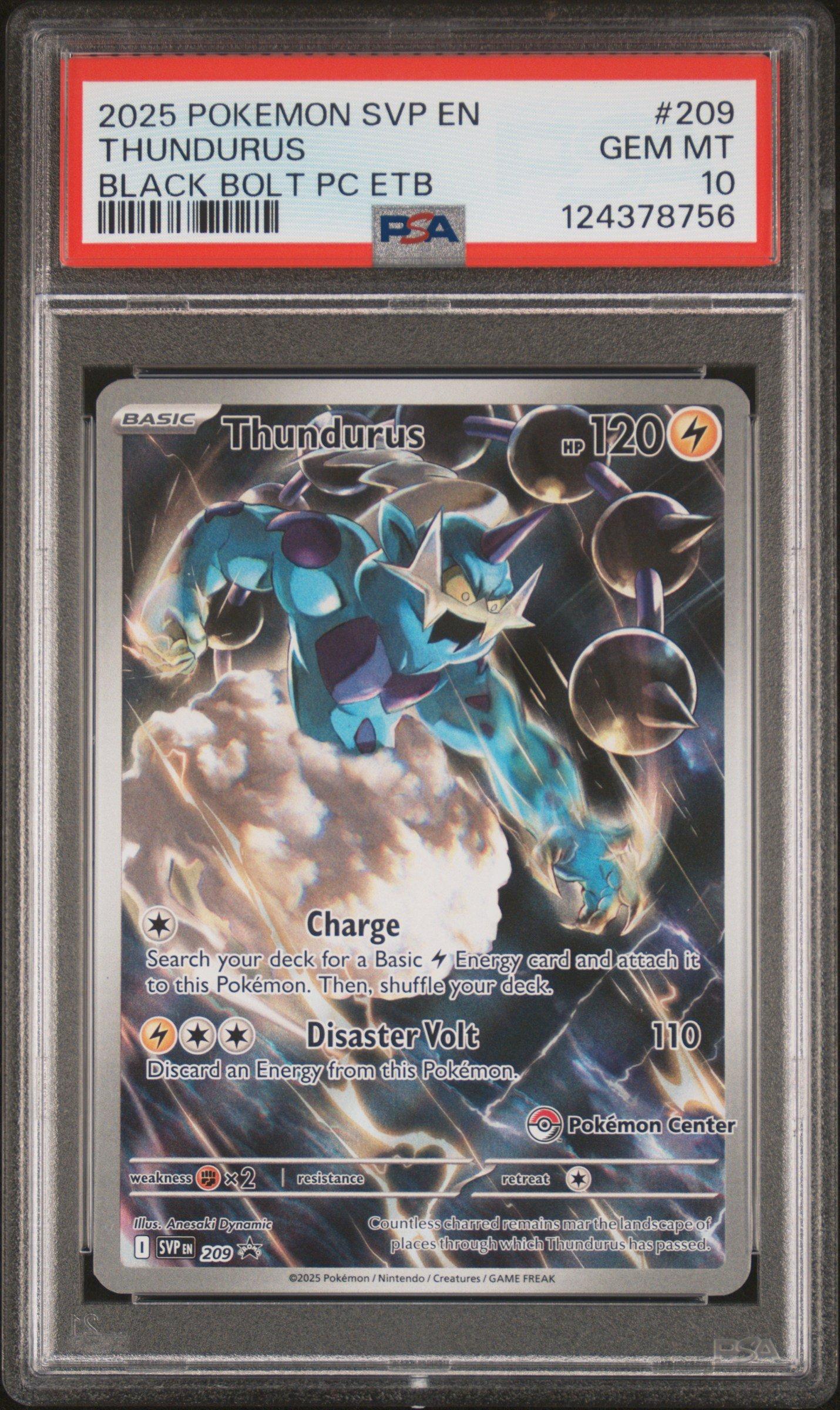 2025 Pokemon Svp En-sv Black Star Promo 209 Thundurus Black Bolt Pokemon  Center Elite Trainer Box PSA 10 Graded Card | GameStop
