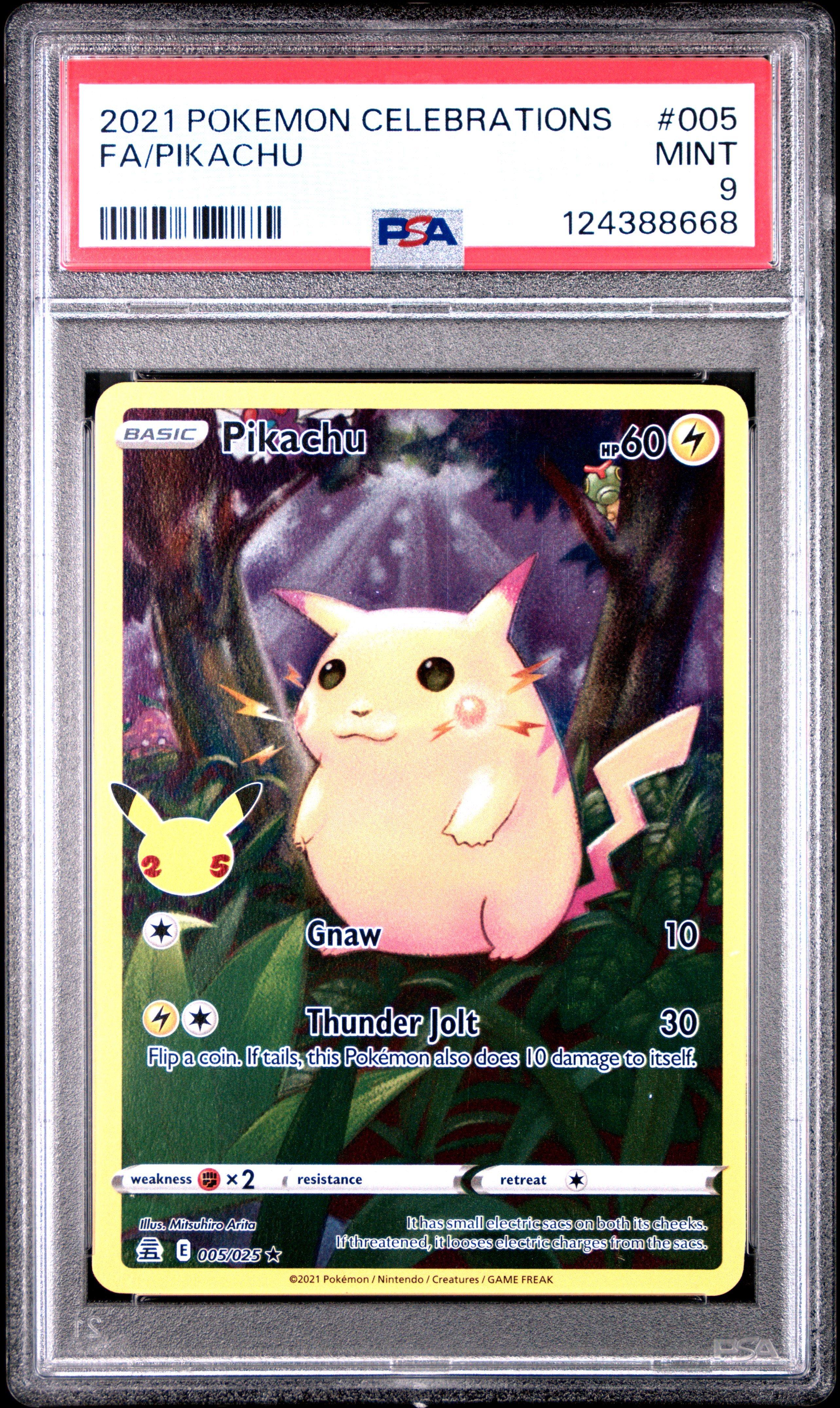 2021 Pokemon Celebrations 005 Full Art/pikachu PSA 9 Graded Card