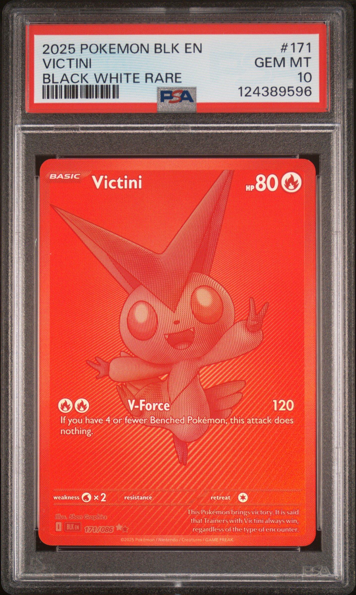 2025 Pokemon Blk En-black Bolt 171 Victini Black White Rare PSA 10