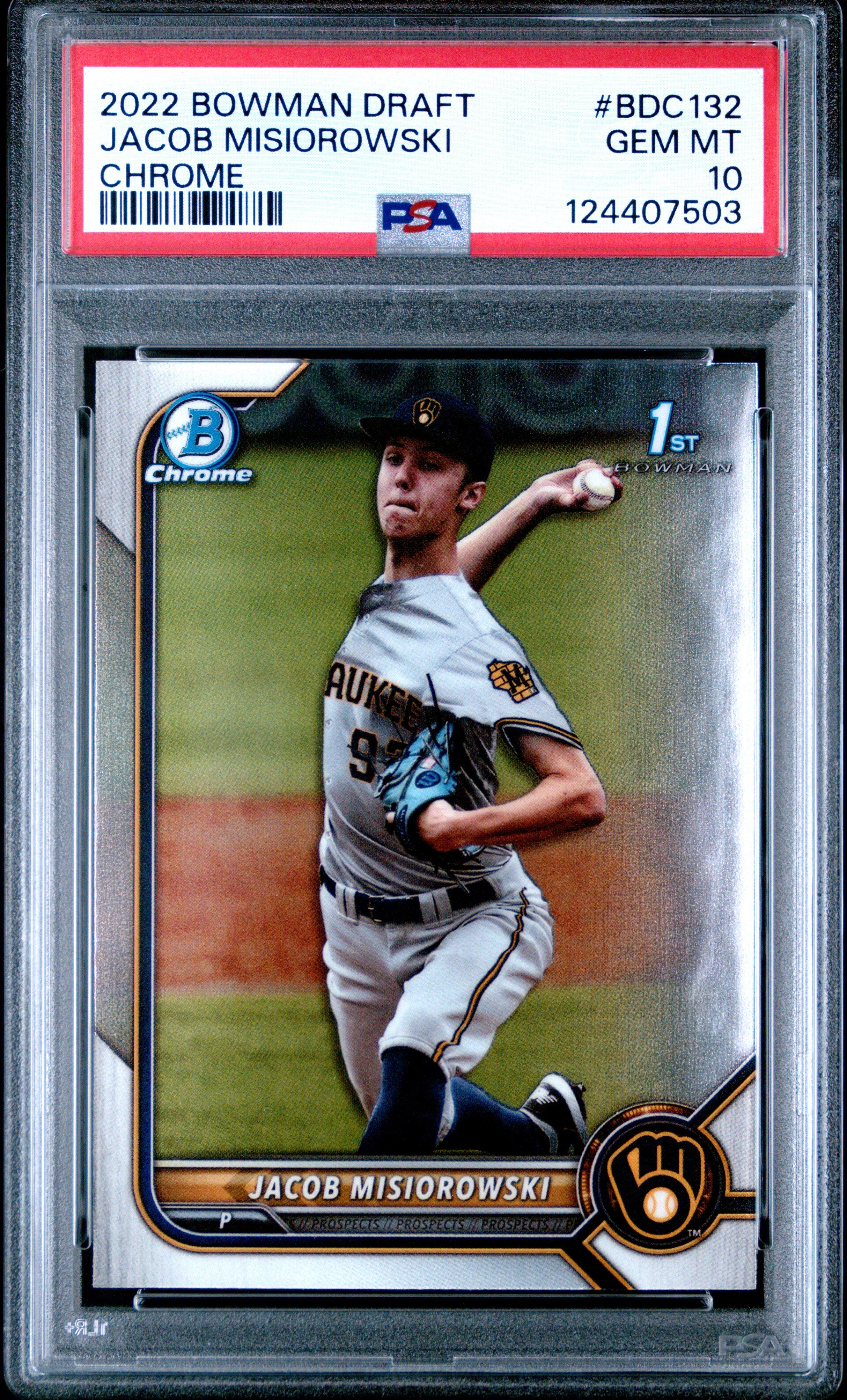 taros235⭐︎ 2022 Bowman Draft Bdc132 Jacob Misiorowski Chrome PSA 10 Graded