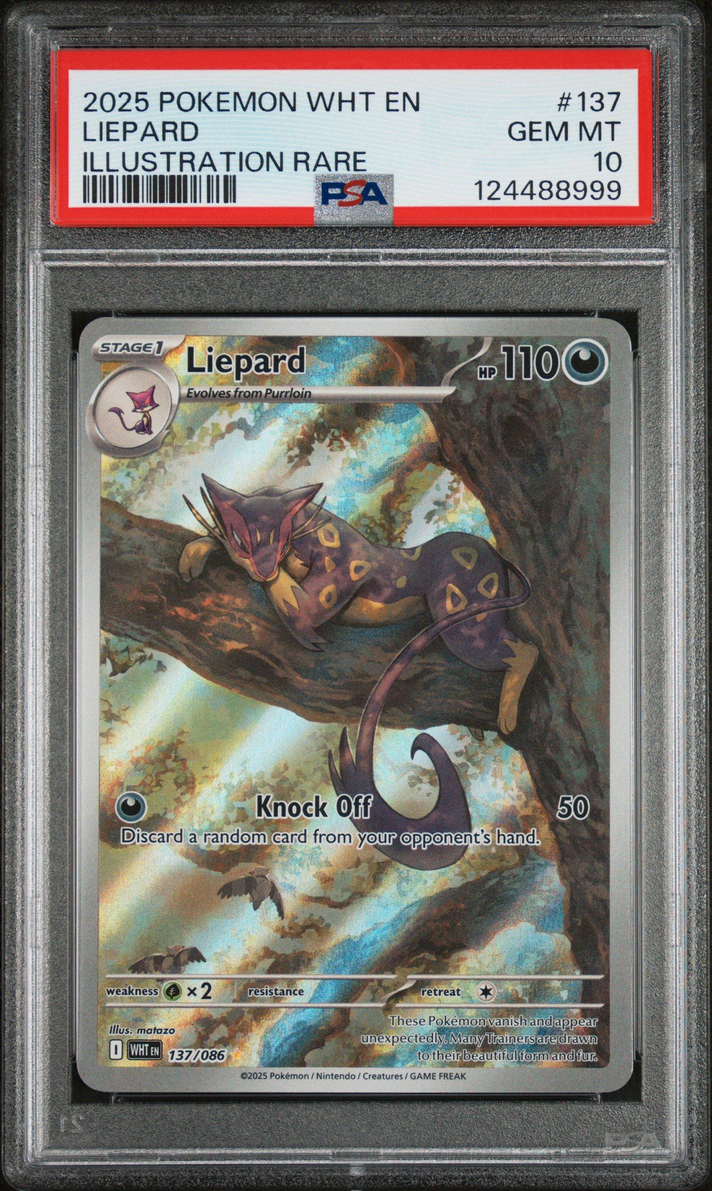 2025 Pokemon Wht En-white Flare 137 Liepard Illustration Rare PSA